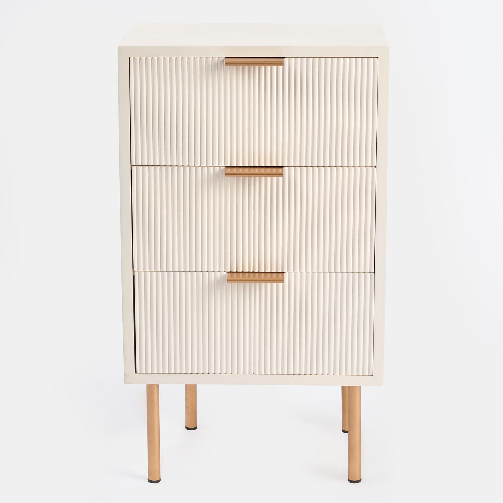 Ribbed Bedside Table Modern Bedroom 3/4 Draw Office Nightstand Living Room Unit - Picture 14 of 71