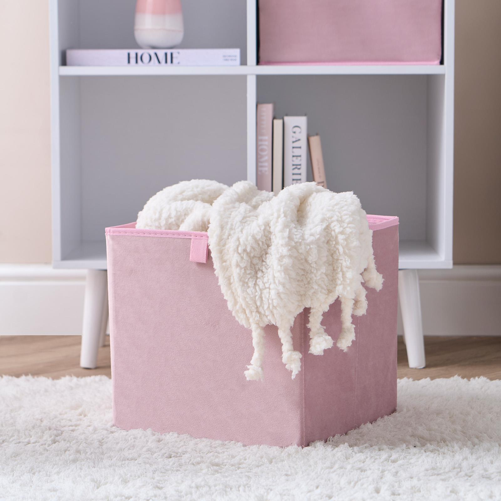 OHS Multi Pack of Matte Velvet Storage Boxes Stylish Foldable Set Square Cube