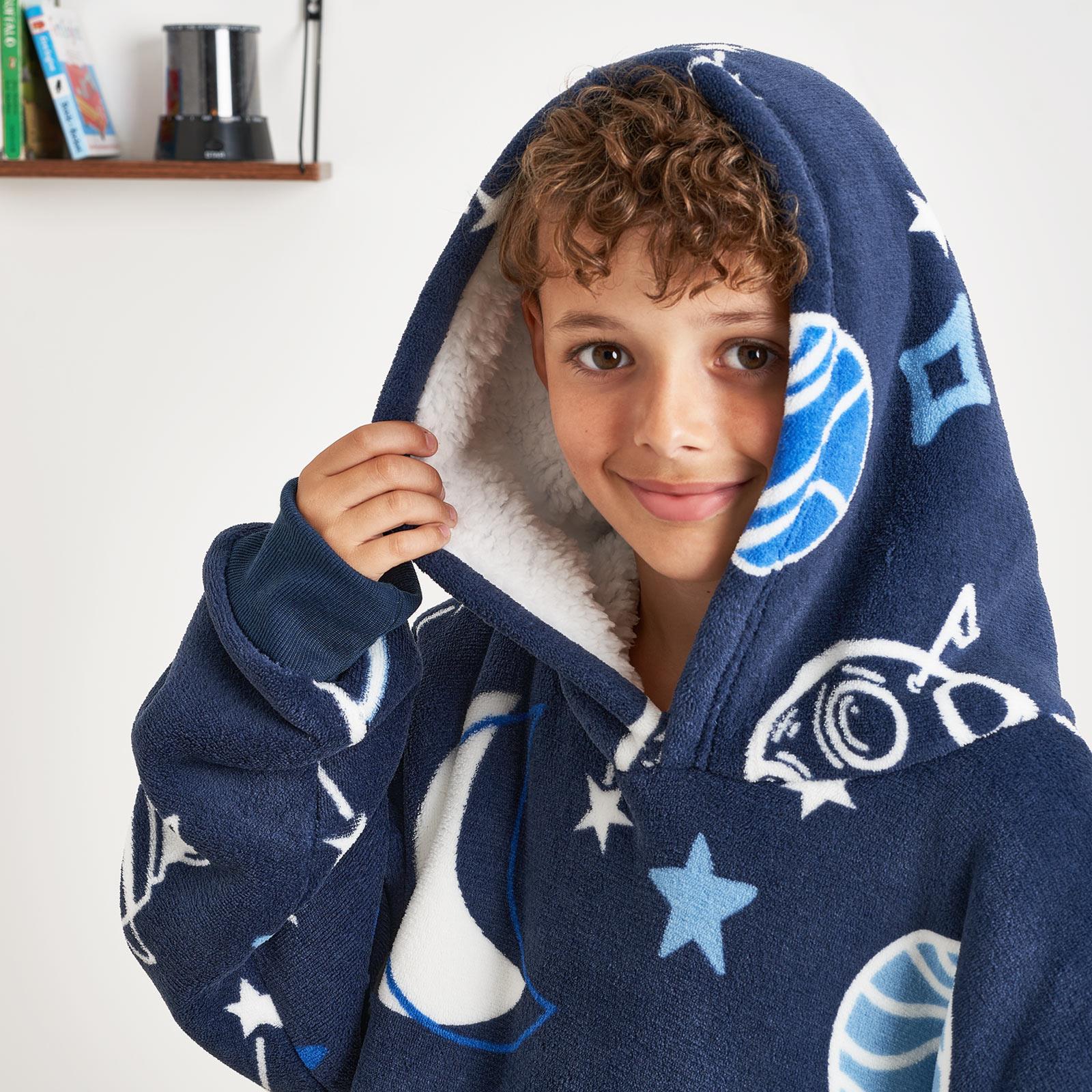 Kids Hoodie Blanket Oversized Sherpa Fleece Jumper Sweatshirt Soft Warm Throw - Picture 99 of 169