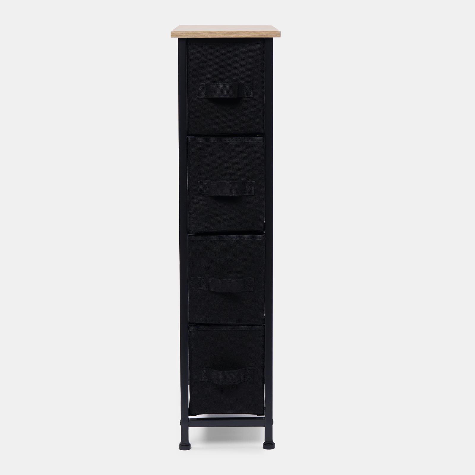 Narrow 4 Drawer Storage Cabinet Bedside Table Unit Clothes Home Fabric Organiser
