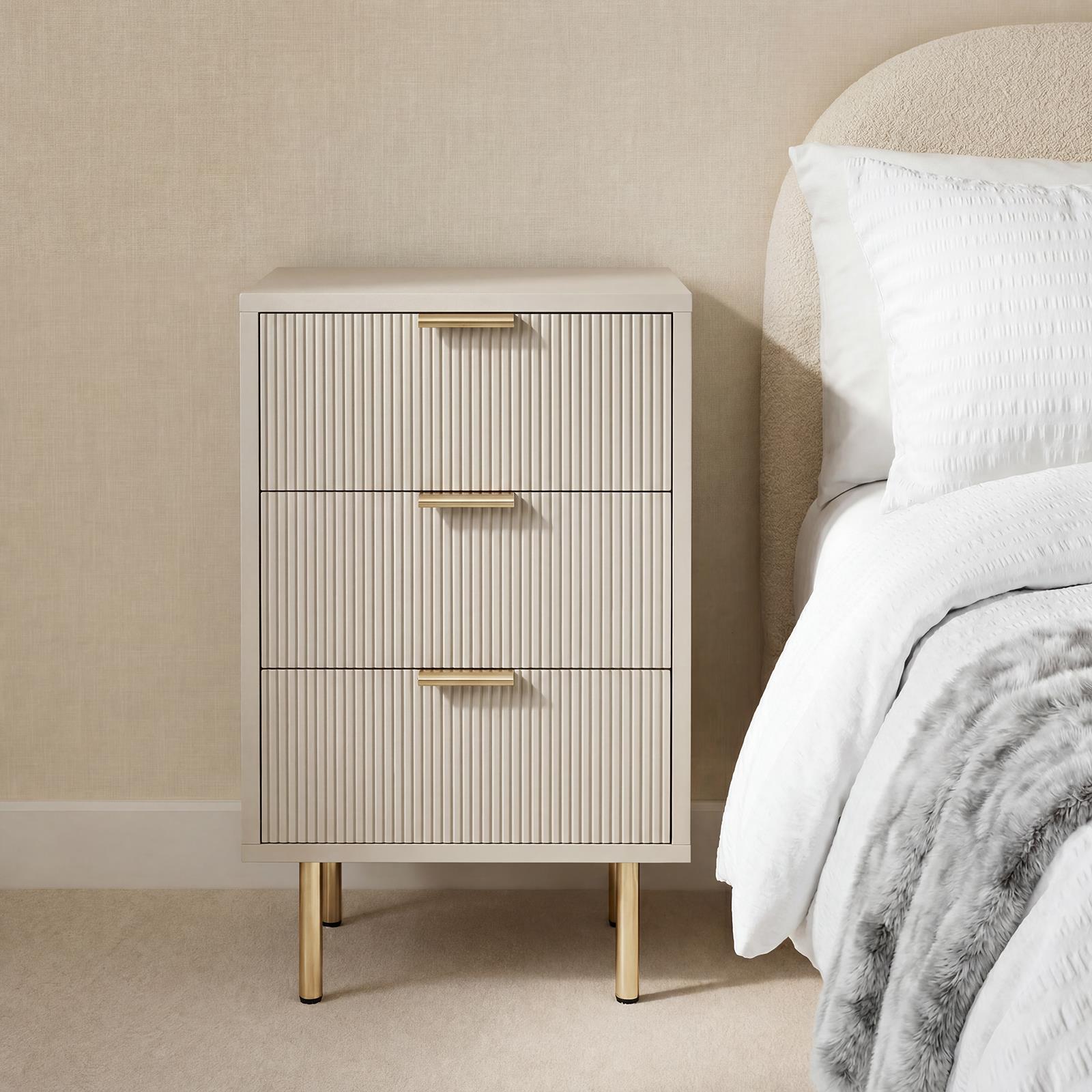 OHS Ribbed Drawer Unit Bedside Table 3/4/5/6 Draw Cabinet Nightstand Sideboard