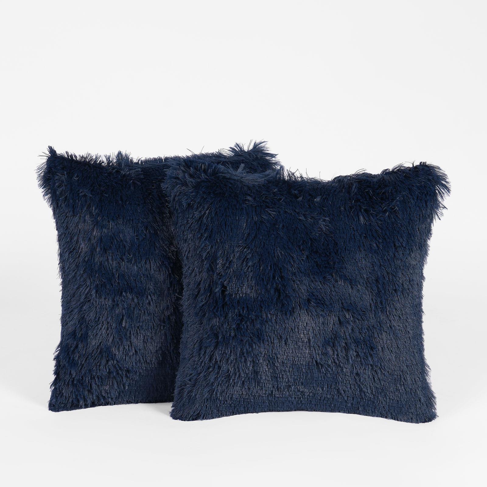 Sienna Set of 2 Fluffy Cushion Covers Shaggy Set Scatter Sofa 18