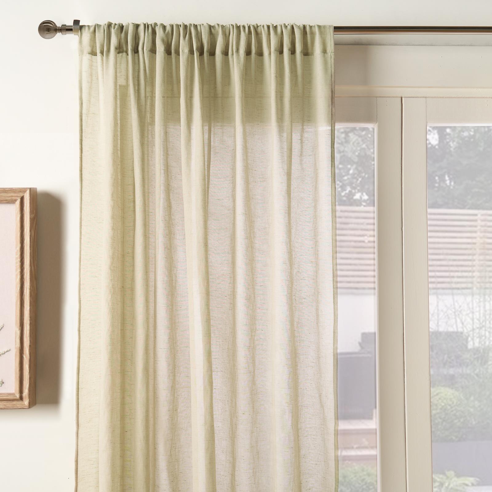 OHS Linen Look Voile Net Curtains 2 Panels Rod Slot Top Pair Home Set 55x87