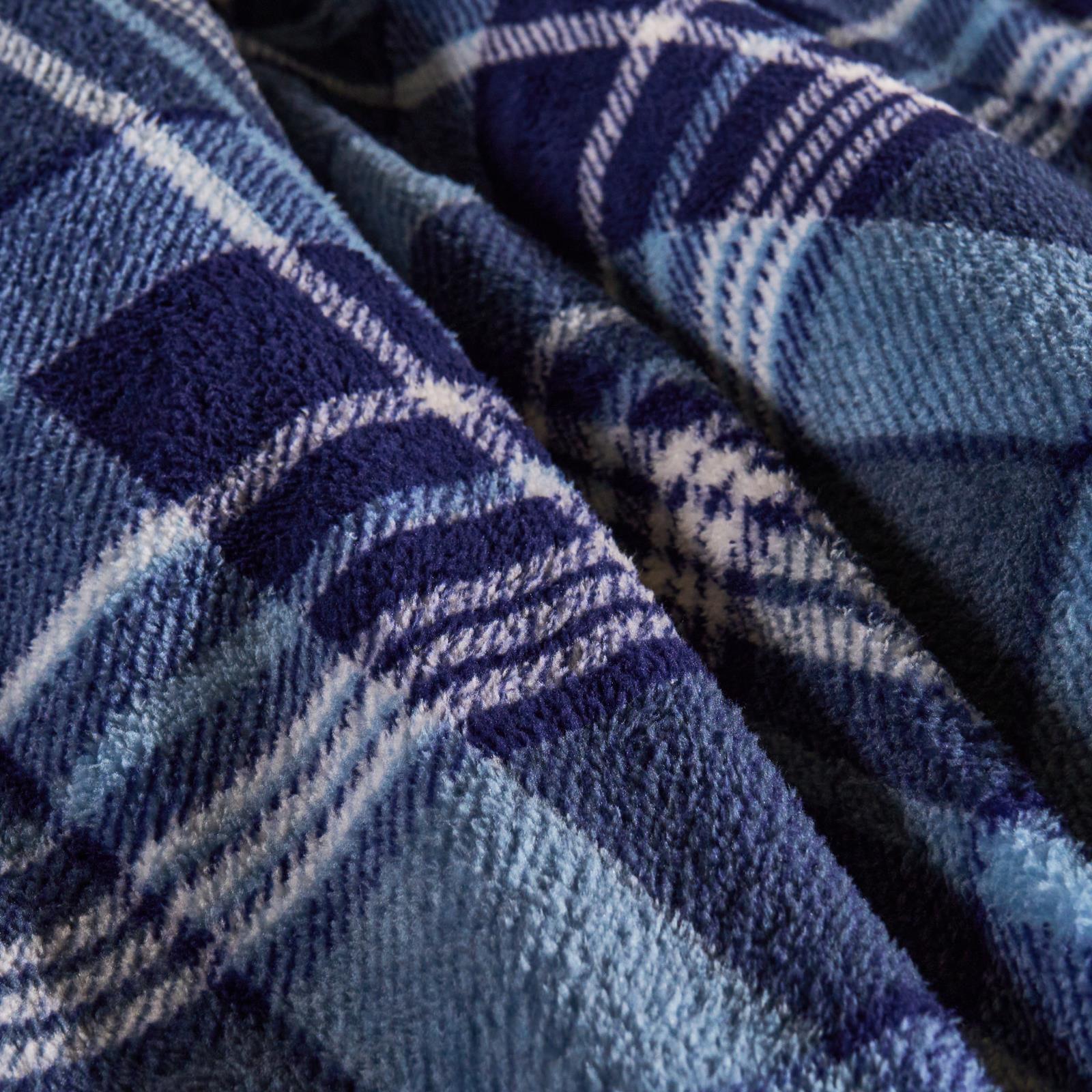 OHS Tartan Check Teddy Fleece Thermal Duvet Cover Bedding Set