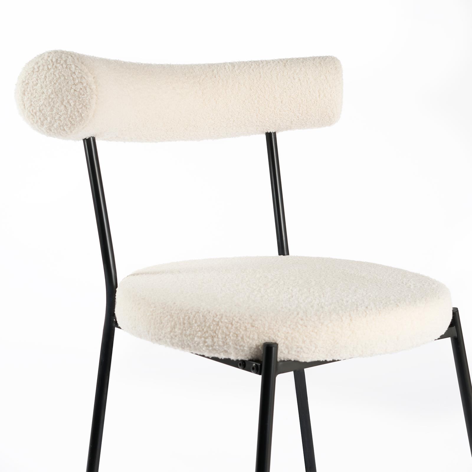 OHS Boucle Dining Chair with Metal Legs Modern Upholstered Kitchen Chair