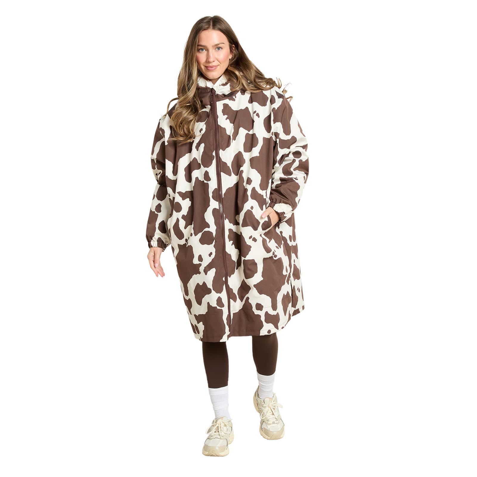OHS Coat Drying Robe Animal Print Sherpa Lined Water Resistant Oversized
