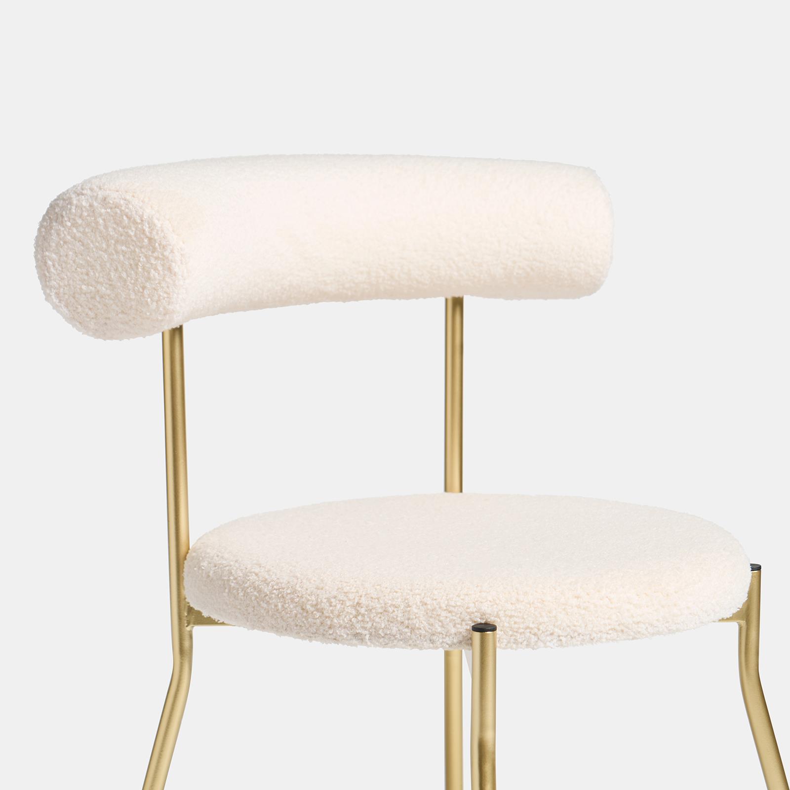 OHS Boucle Dining Chair with Metal Legs Modern Upholstered Kitchen Chair