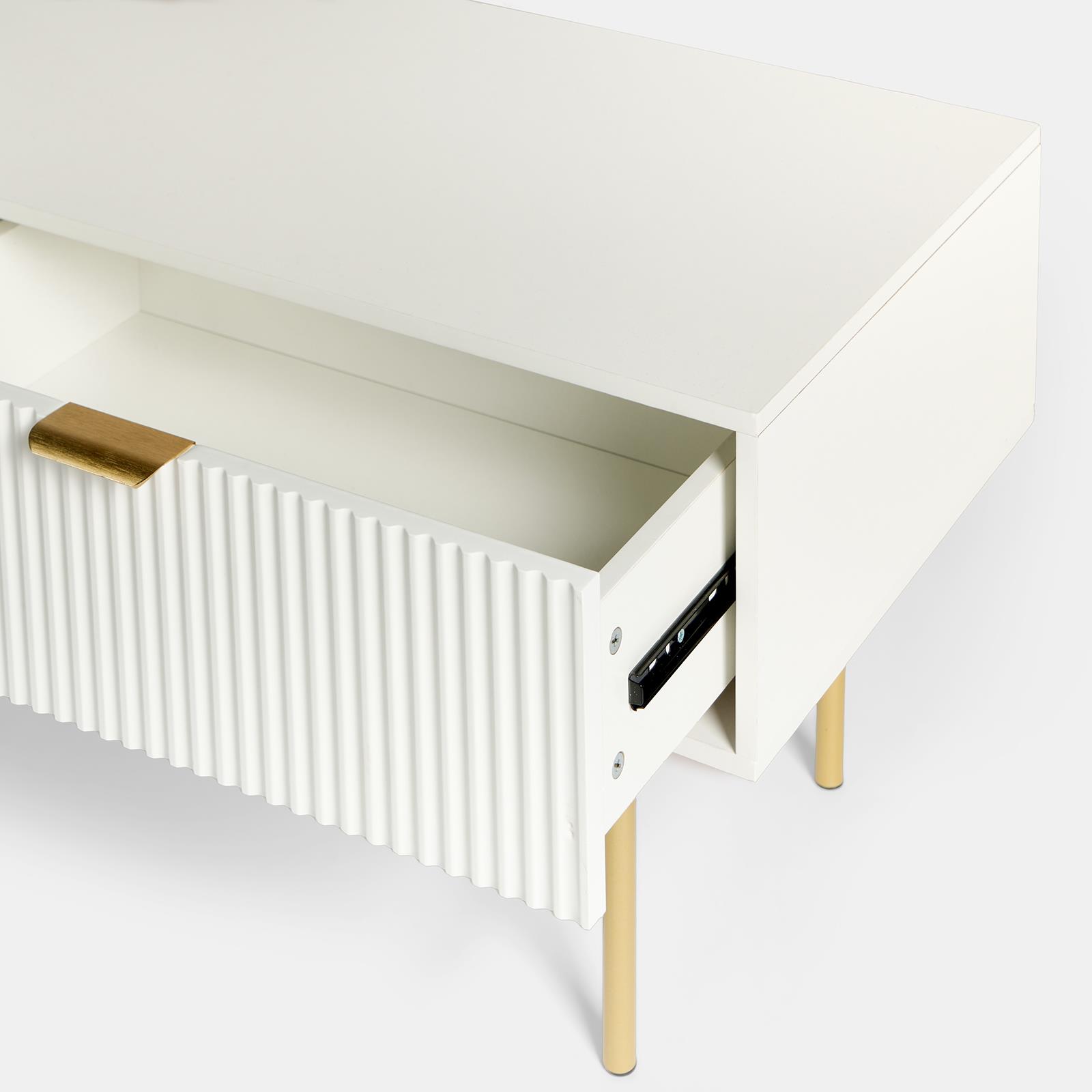OHS Ribbed Coffee Table with Drawer Engineered Wood Shelf Storage Home Decor