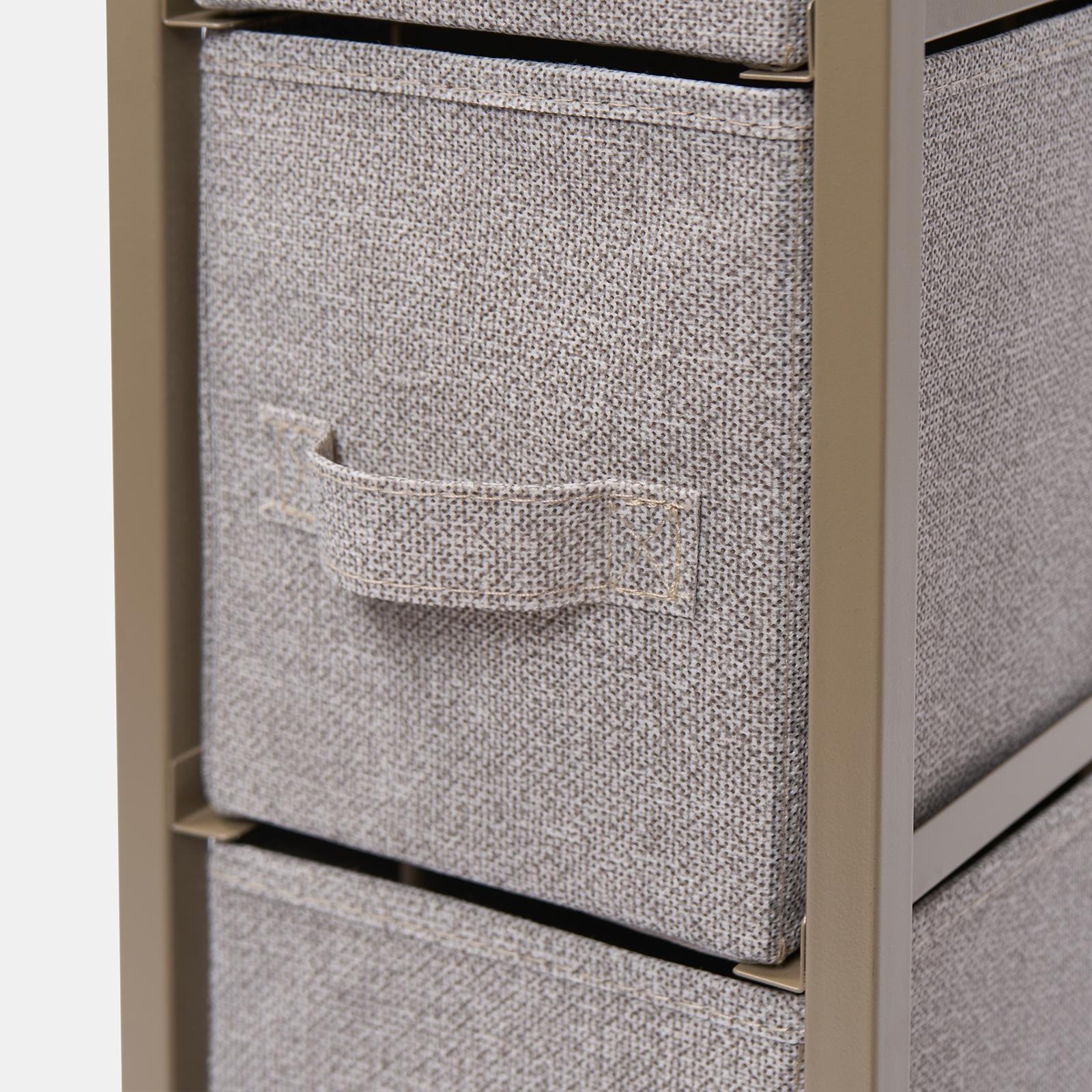 Narrow 4 Drawer Storage Cabinet Bedside Table Unit Clothes Home Fabric Organiser