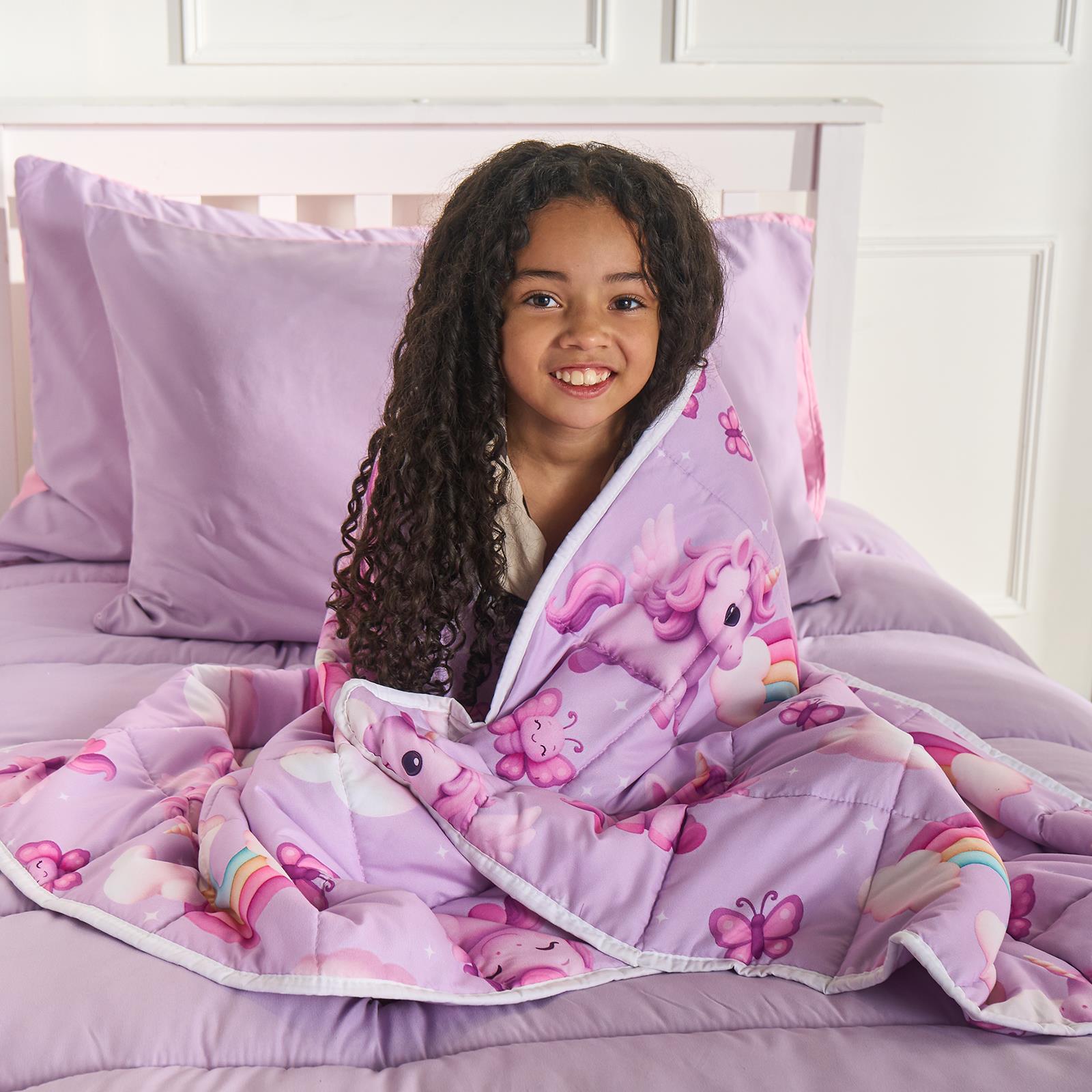 OHS Unicorn Weighted Blanket Kids 3kg Quilted Throw Sensory Sleep Therapy