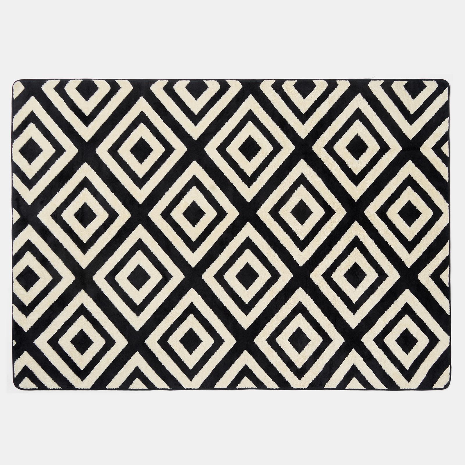 OHS Contrast Geo Rug Tufted Non Slip Soft Modern Carpet Living Room Bedroom