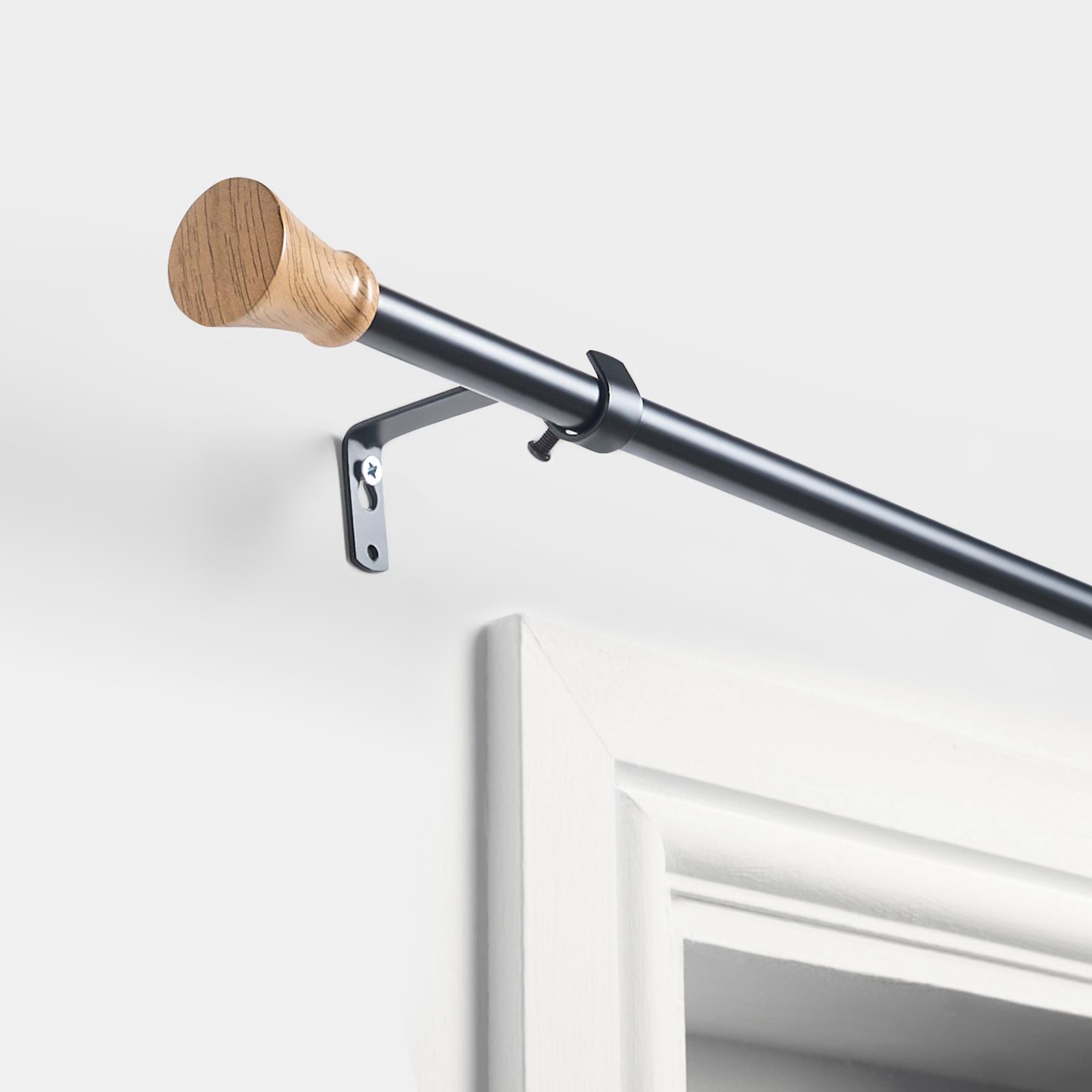 OHS 120-200cm Curtain Pole Extendable Metal 16mm Ball Trumpet Twist Finnials