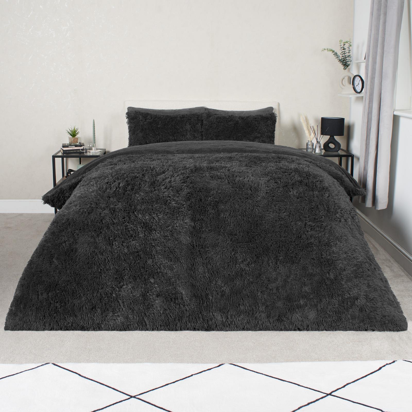 OHS Teddy Bedding Set Soft Fleece Faux Fur Fluffy Cosy Warm Duvet Cover