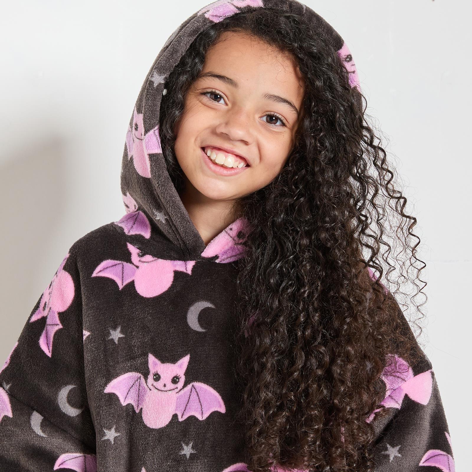 OHS Kids Hoodie Blanket Halloween Prints Sherpa Lined Wearable Throw