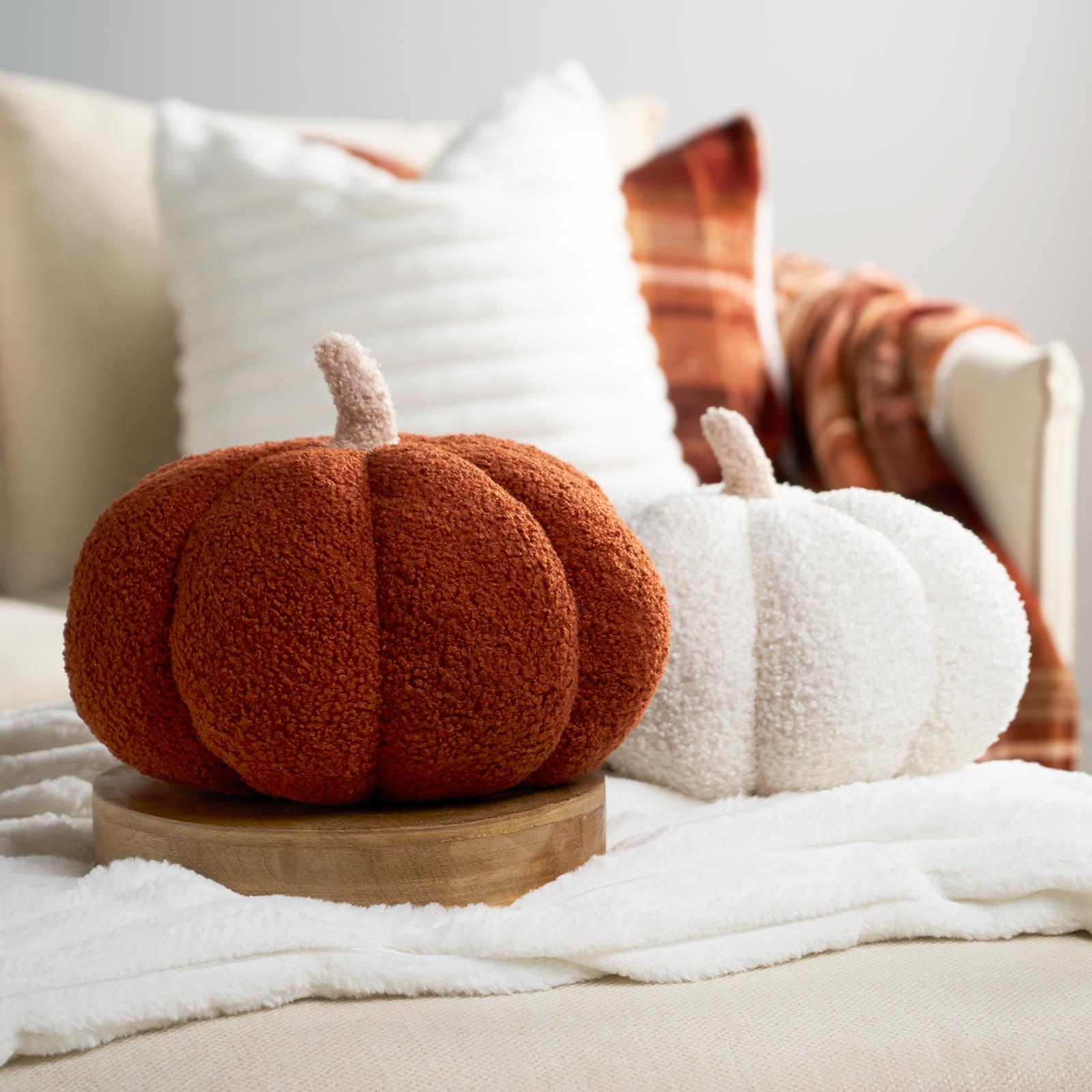Pumpkin Sofa Cushion Soft Fleece Filled 1/2 Pack Autumn Plush Home Decor Plump