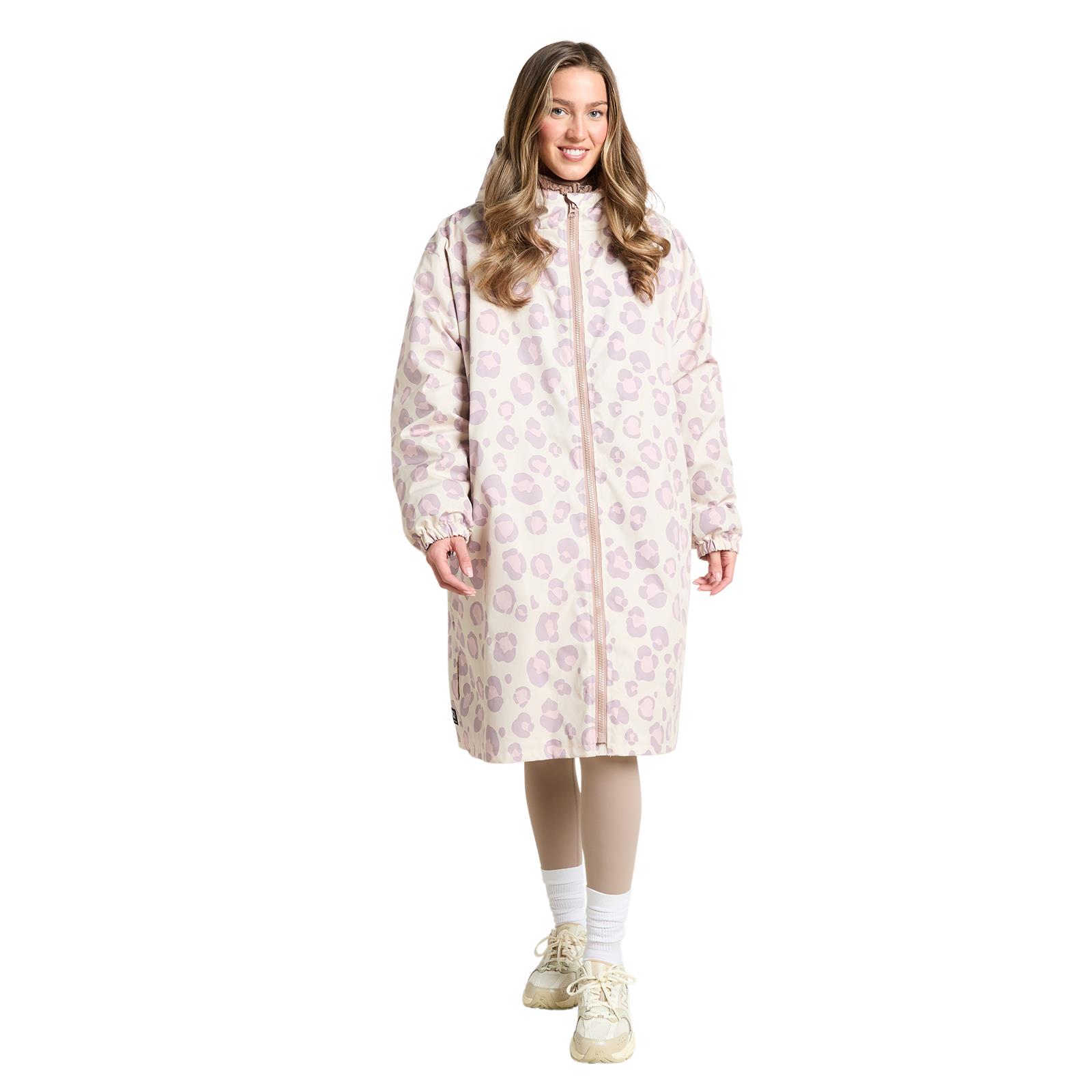 OHS Coat Drying Robe Animal Print Sherpa Lined Water Resistant Oversized