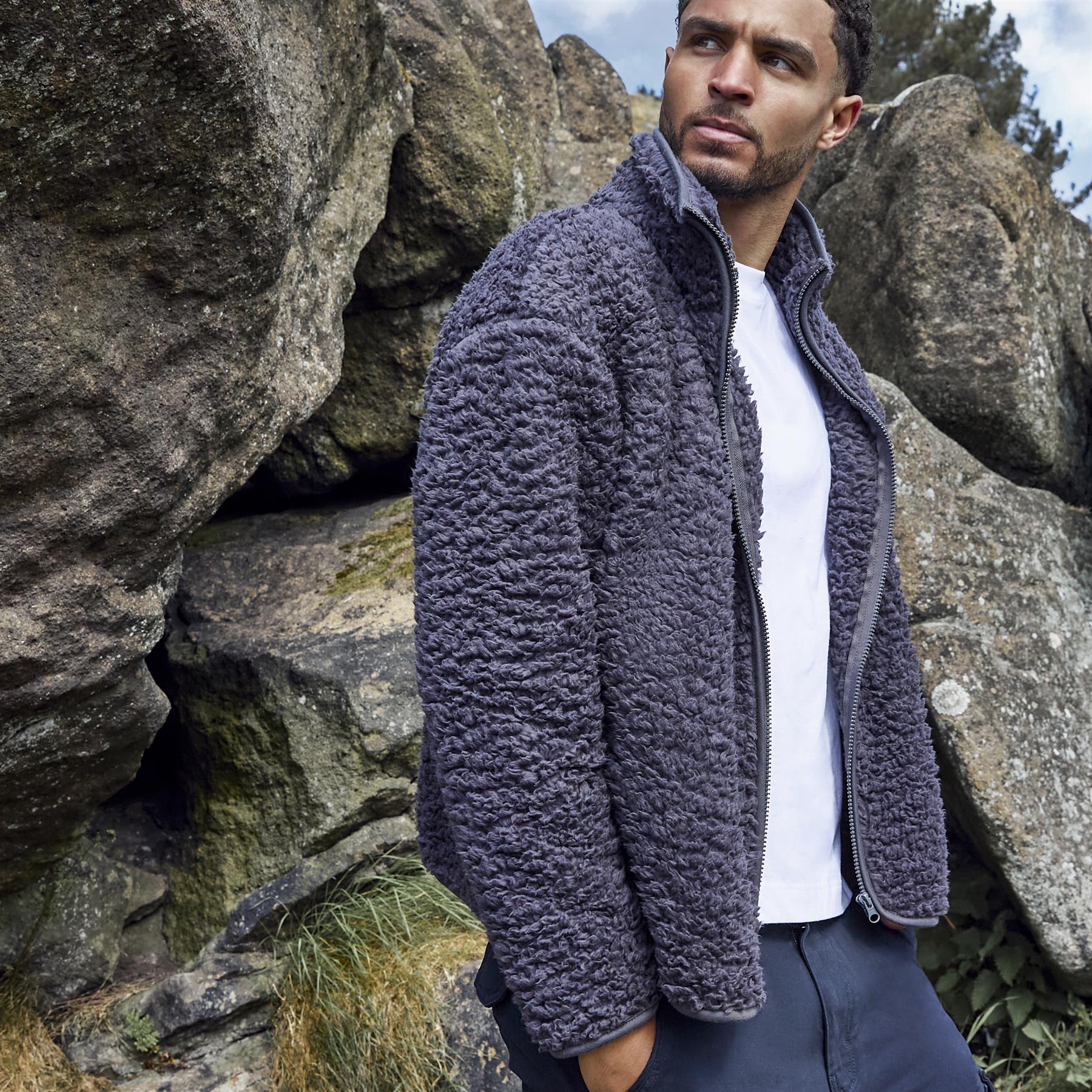 OHS Teddy Fleece Jacket Coat Soft Plush Unisex Warm Outerwear Full Zipper