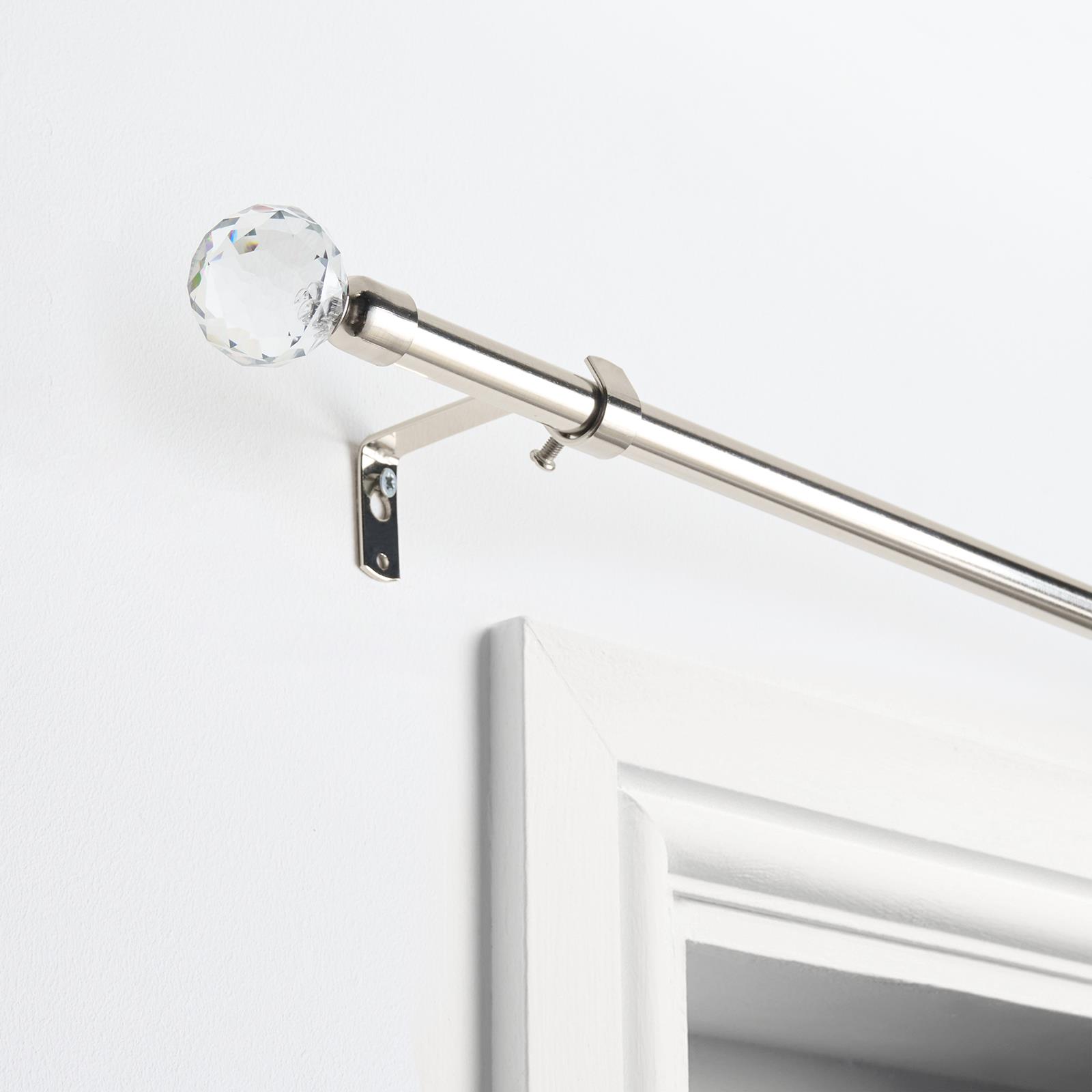 OHS 120-200cm Curtain Pole Extendable Metal 16mm Ball Trumpet Twist Finnials