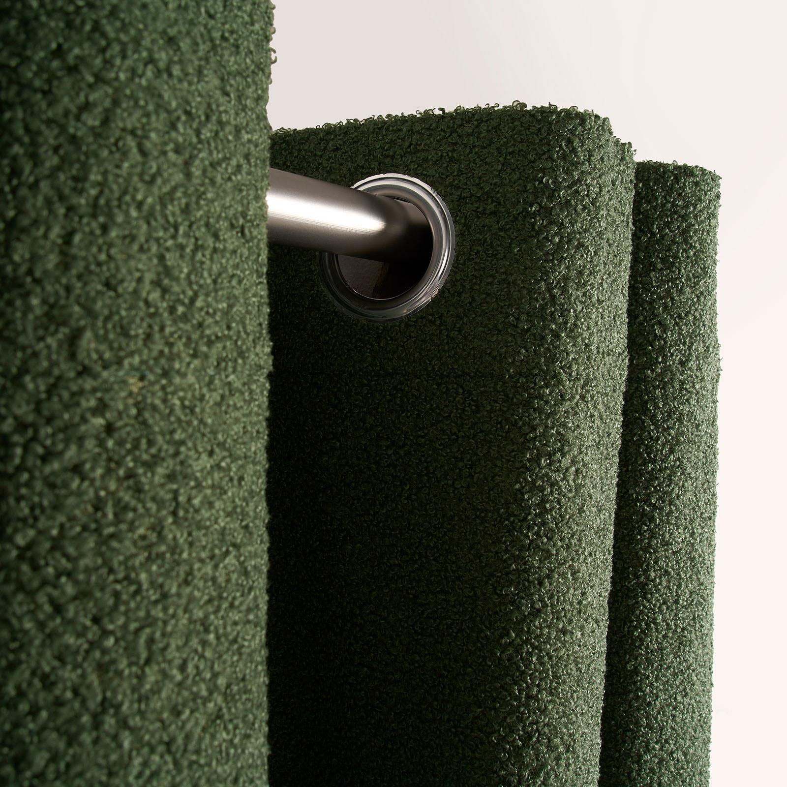 OHS Boucle Eyelet Curtains Blackout Pair Ready Made Ring Top Energy Saving