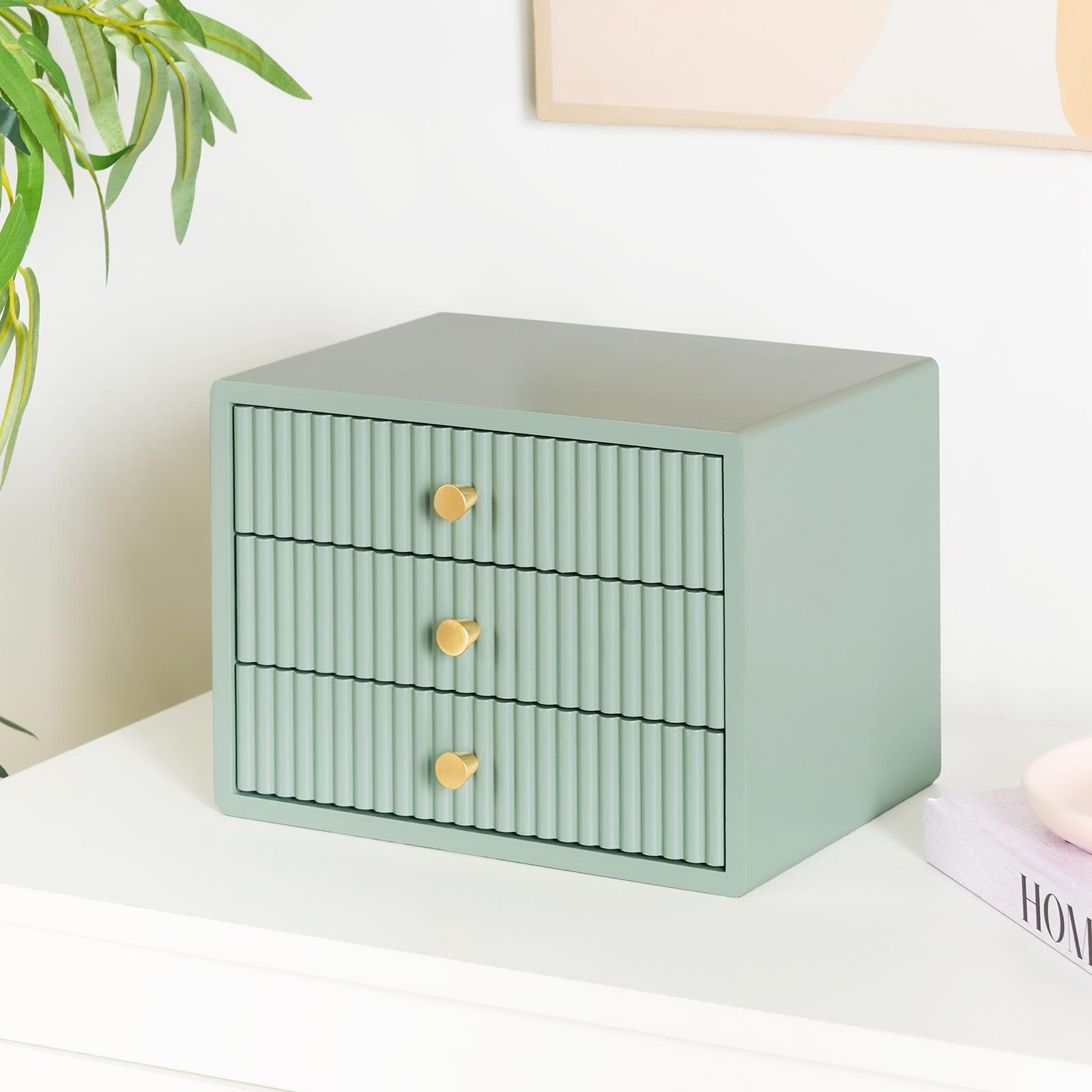OHS Ribbed Desktop Drawers Organiser Freestanding Tabletop Cabinet Storage Unit