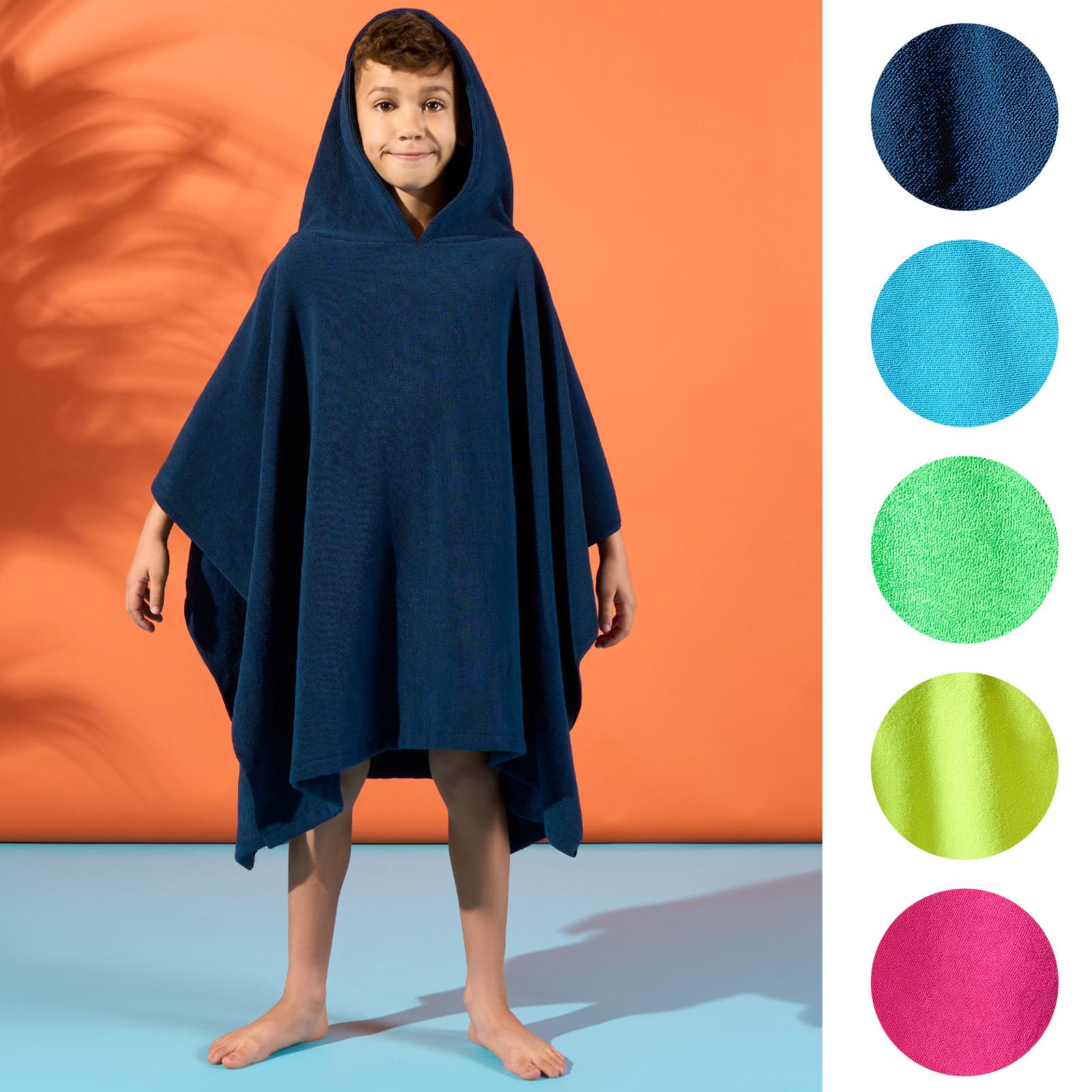 Brentfords Poncho Towel Childrens Absorbent Hood Quick Drying Beach Travel Robe