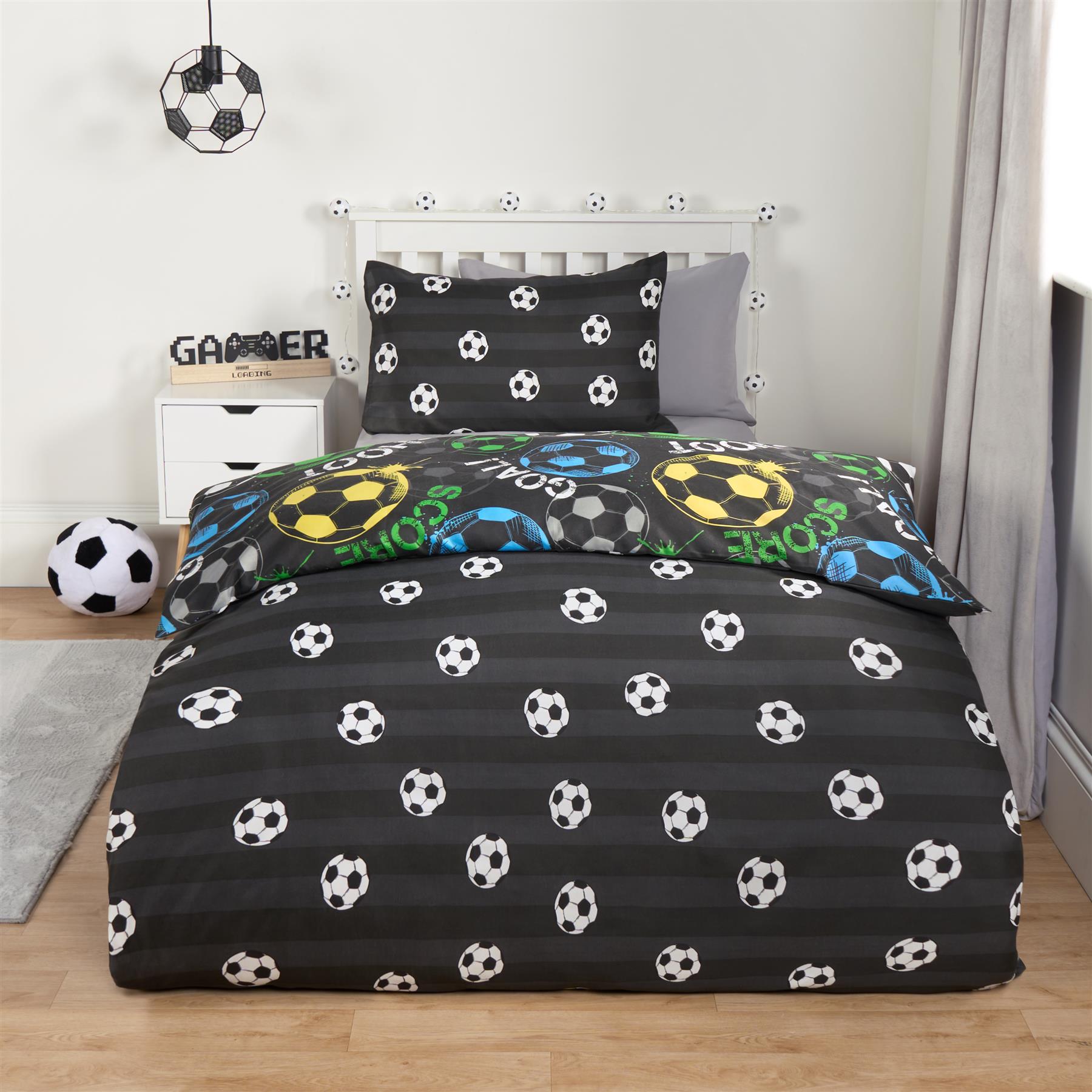 Football Duvet Cover Quilt Bedding Set Pillowcase Reversible Kids Single Double