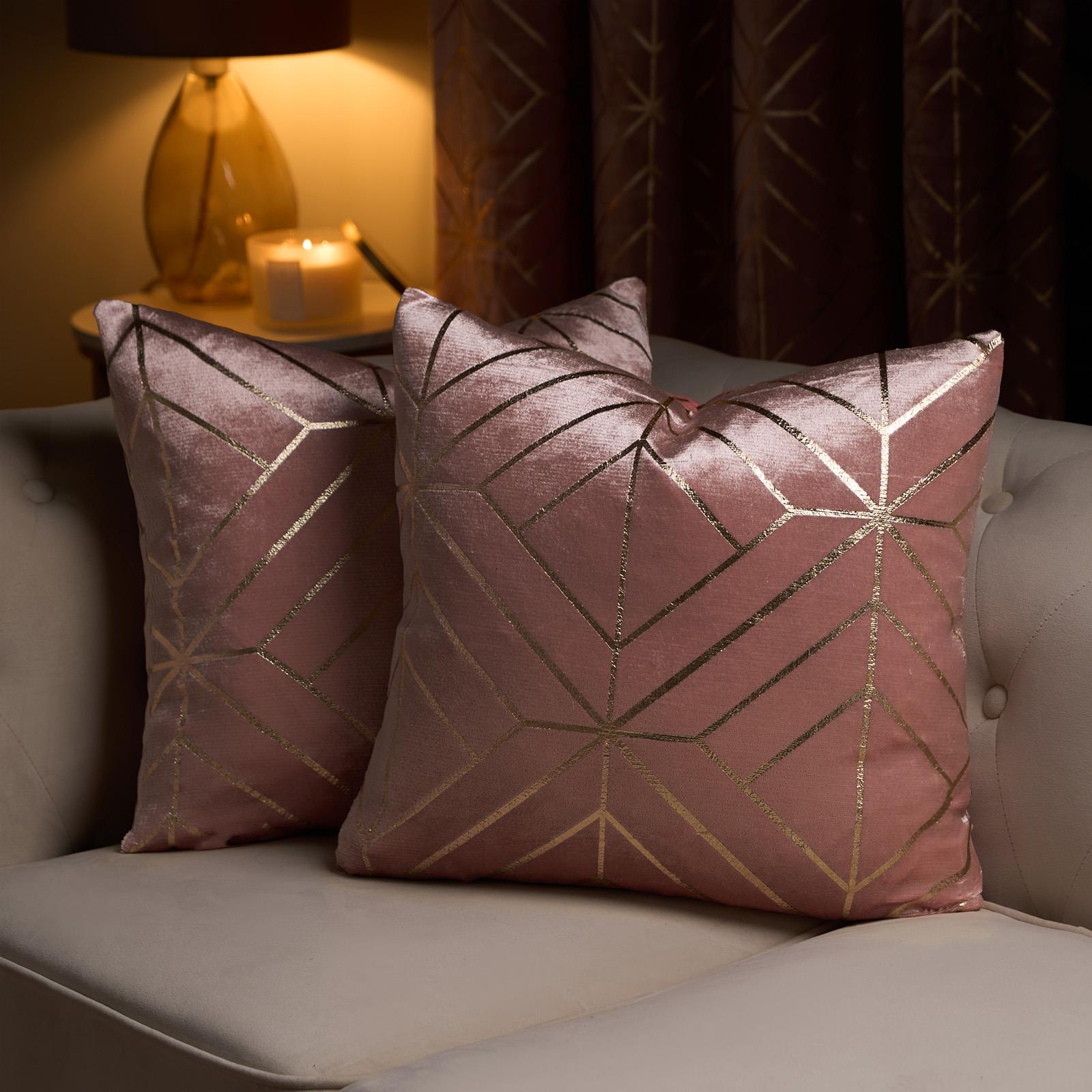 Velvet Cushion Covers Metallic Luxury Geometric Set of 2 or 4 Sofa Chair Inserts