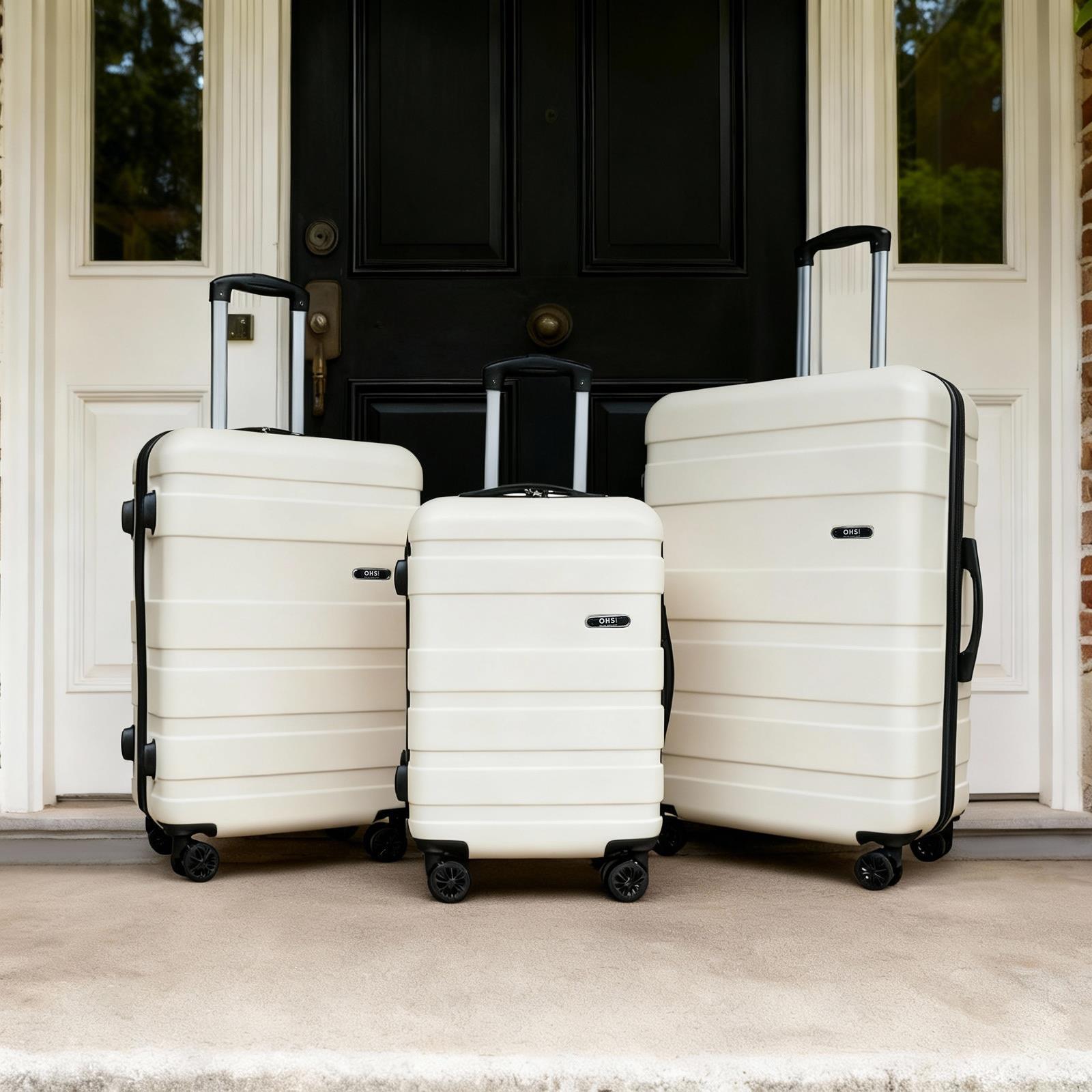 OHS Hard Shell Suitcase Luggage Set Travel ABS 4 Wheels Trolley Cabin Carry-On