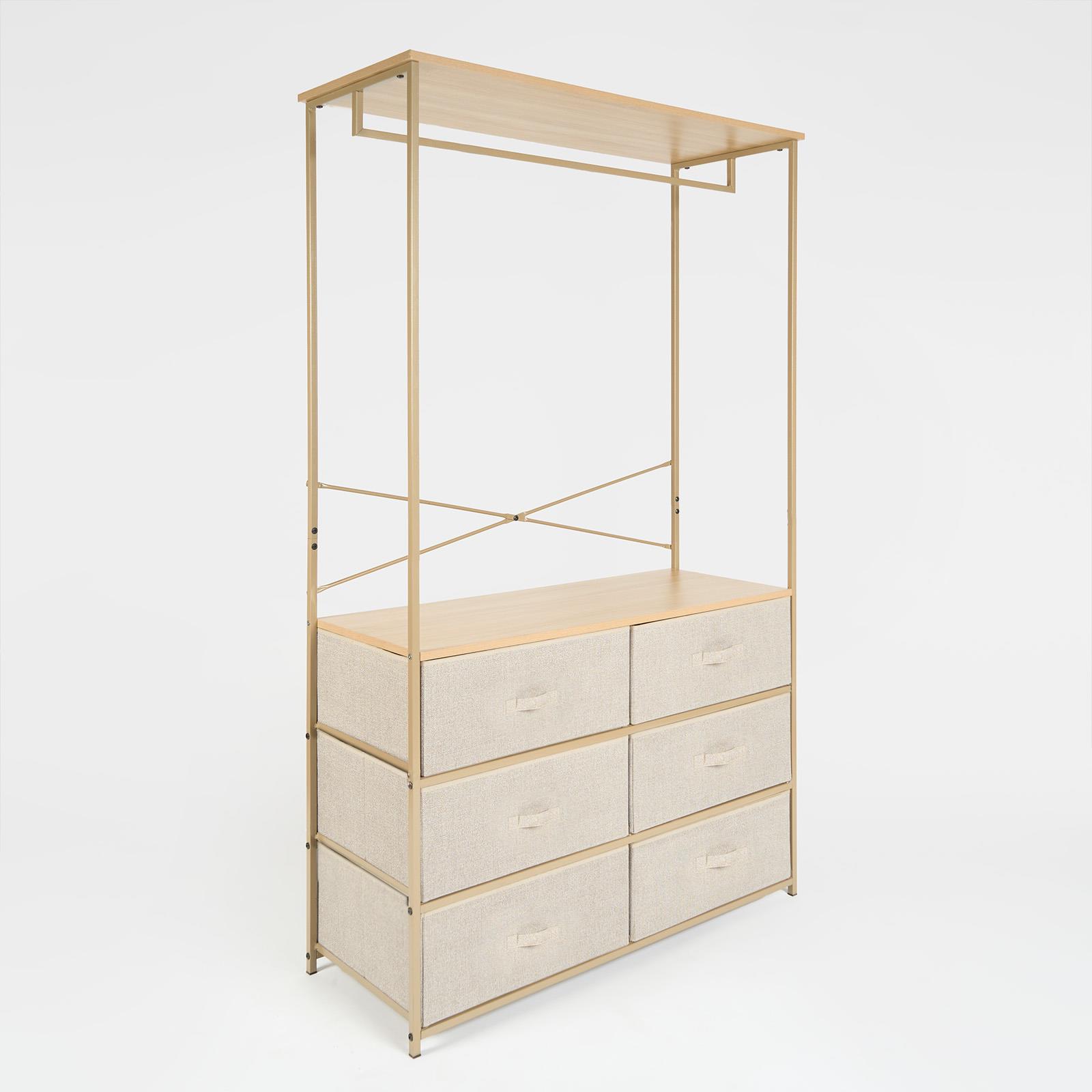 Cabinet Rail Wardrobe Open Home 6 Drawer Coat Hanger Storage Clothes Organiser