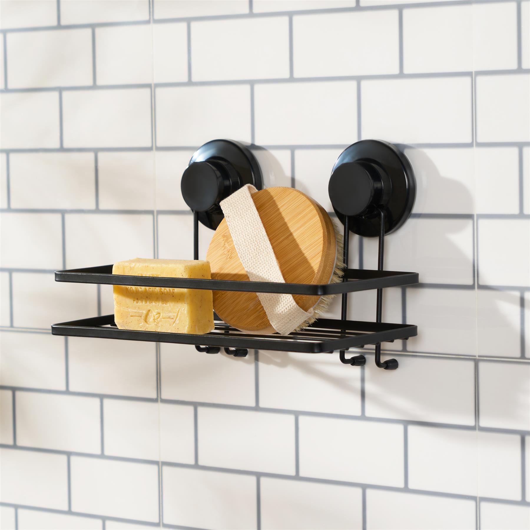 OHS Suction Shower Caddy Organiser Wall Mounted Bathroom Shelf Rust Resistant