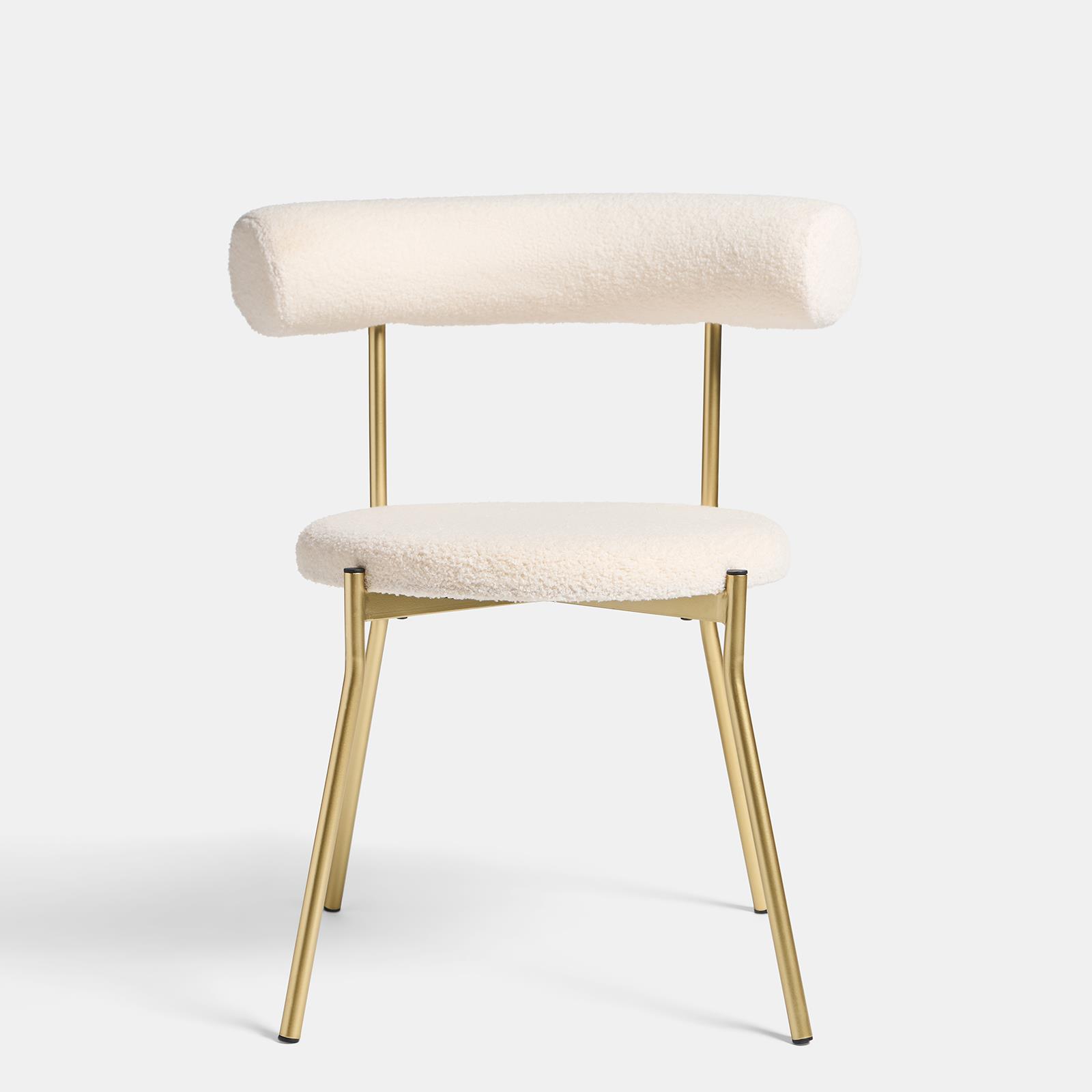 OHS Boucle Dining Chair with Metal Legs Modern Upholstered Kitchen Chair