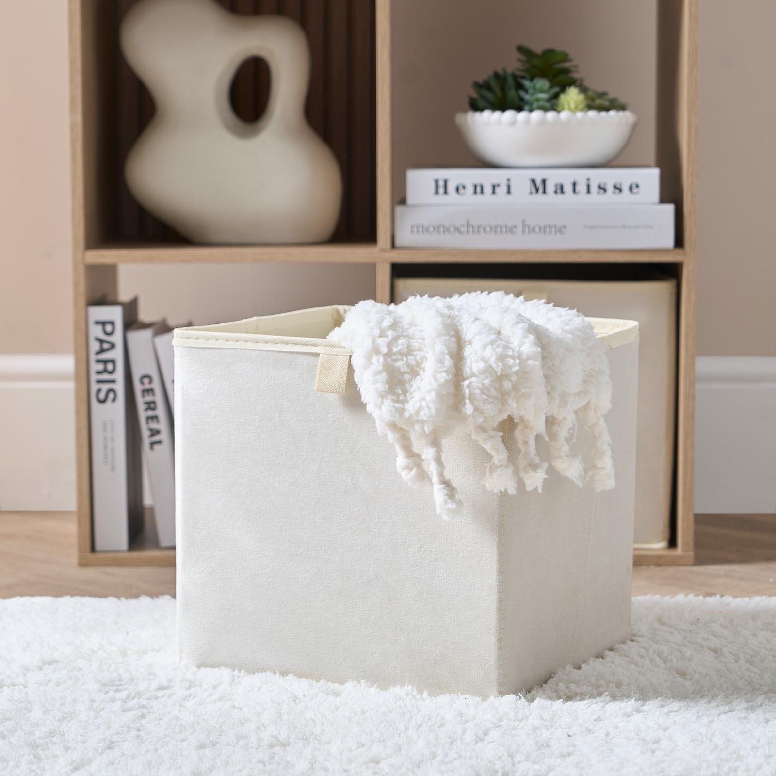 OHS Multi Pack of Matte Velvet Storage Boxes Stylish Foldable Set Square Cube