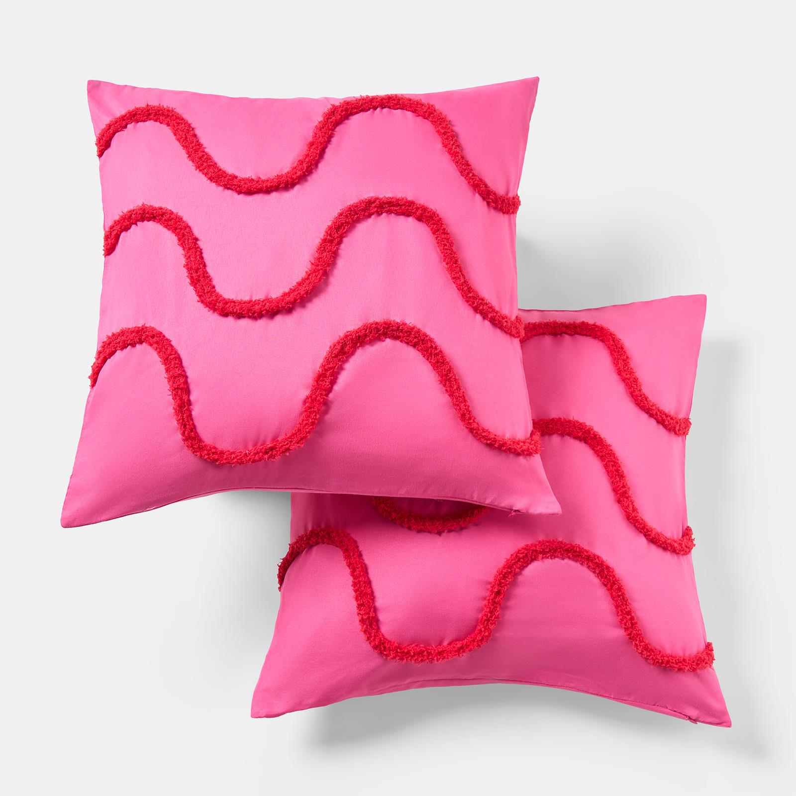 OHS Tufted Waves Cushion Covers 2 Pack Decorative Square Pillowcases