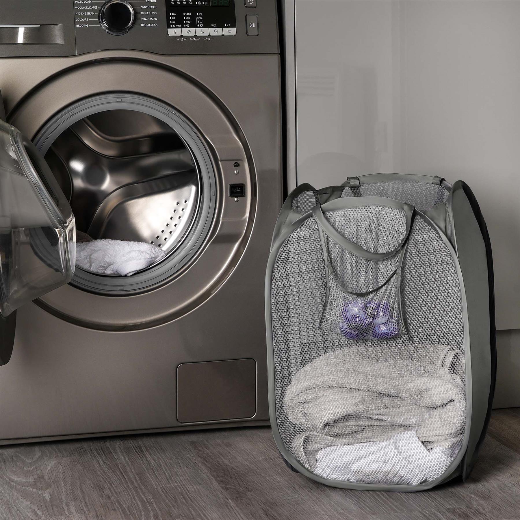 OHS Laundry Basket Net Folding Pop-Up Clothes Freestanding Organiser, Charcoal