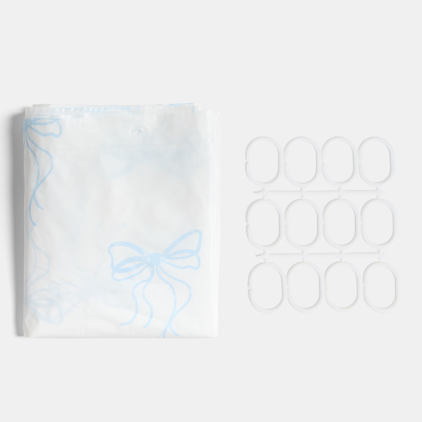 OHS Bows Shower Curtain with 12 Hooks Mould Proof Bathtub Curtains