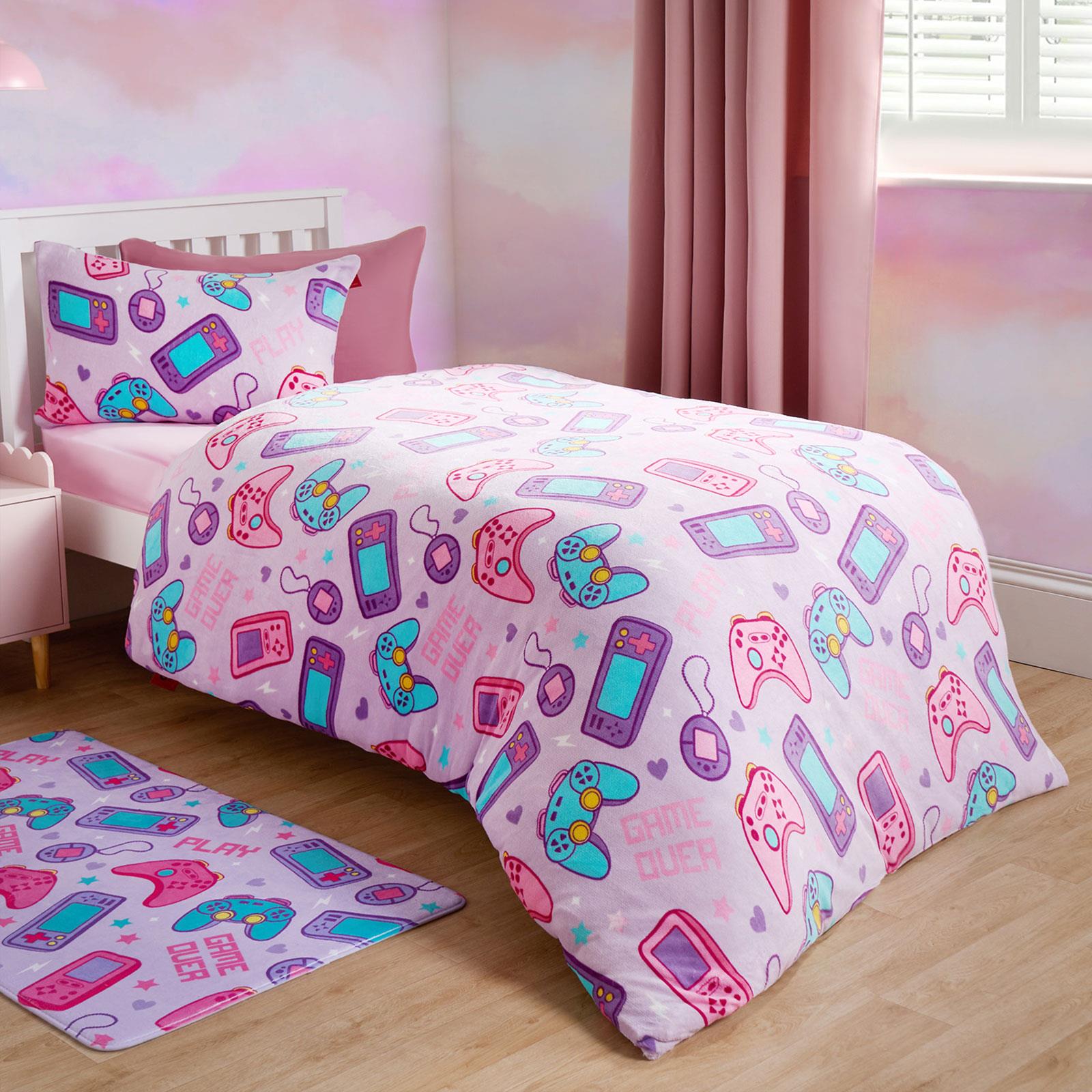 OHS Gaming Print Bedding Set Soft Thermal Fleece Duvet Cover with Pillowcase