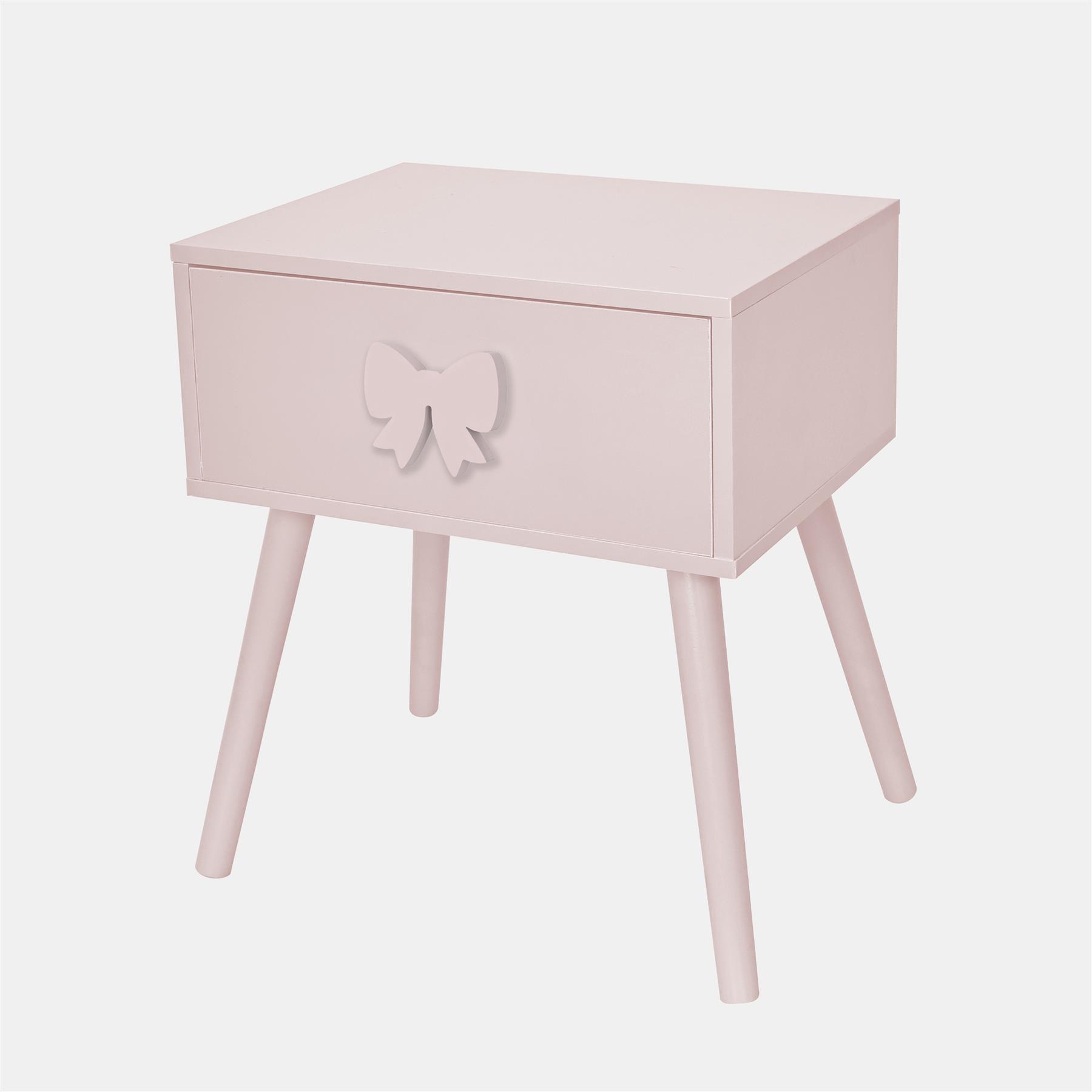 OHS Bow Decor Bedside Wood Nightstand 1 Drawer Storage Unit End Table Home Decor