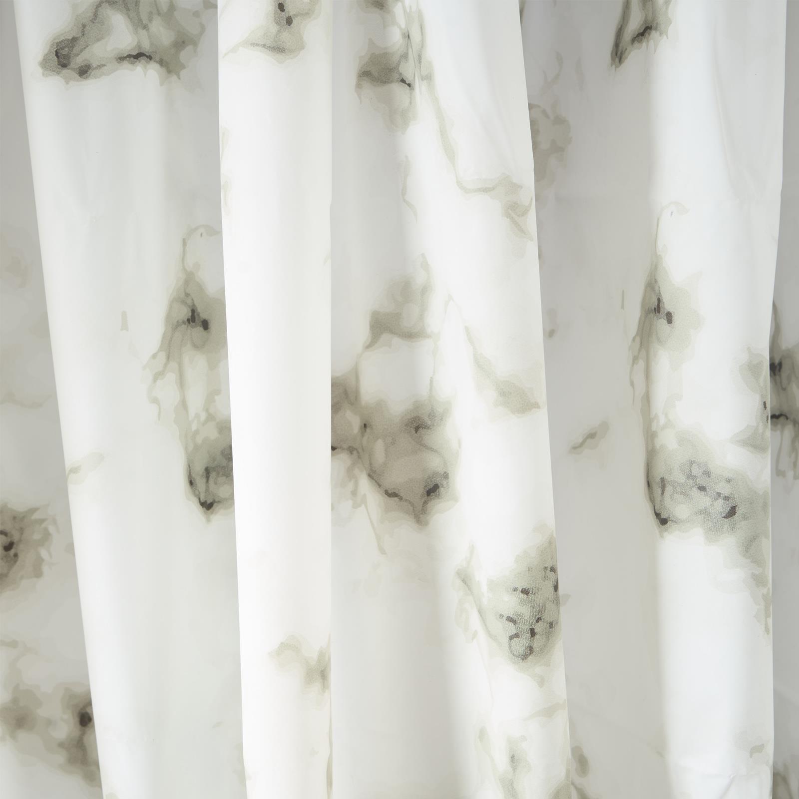 OHS Marble Shower Curtain with 12 Hooks Weighted Hem Bathtub Curtain, White/Grey