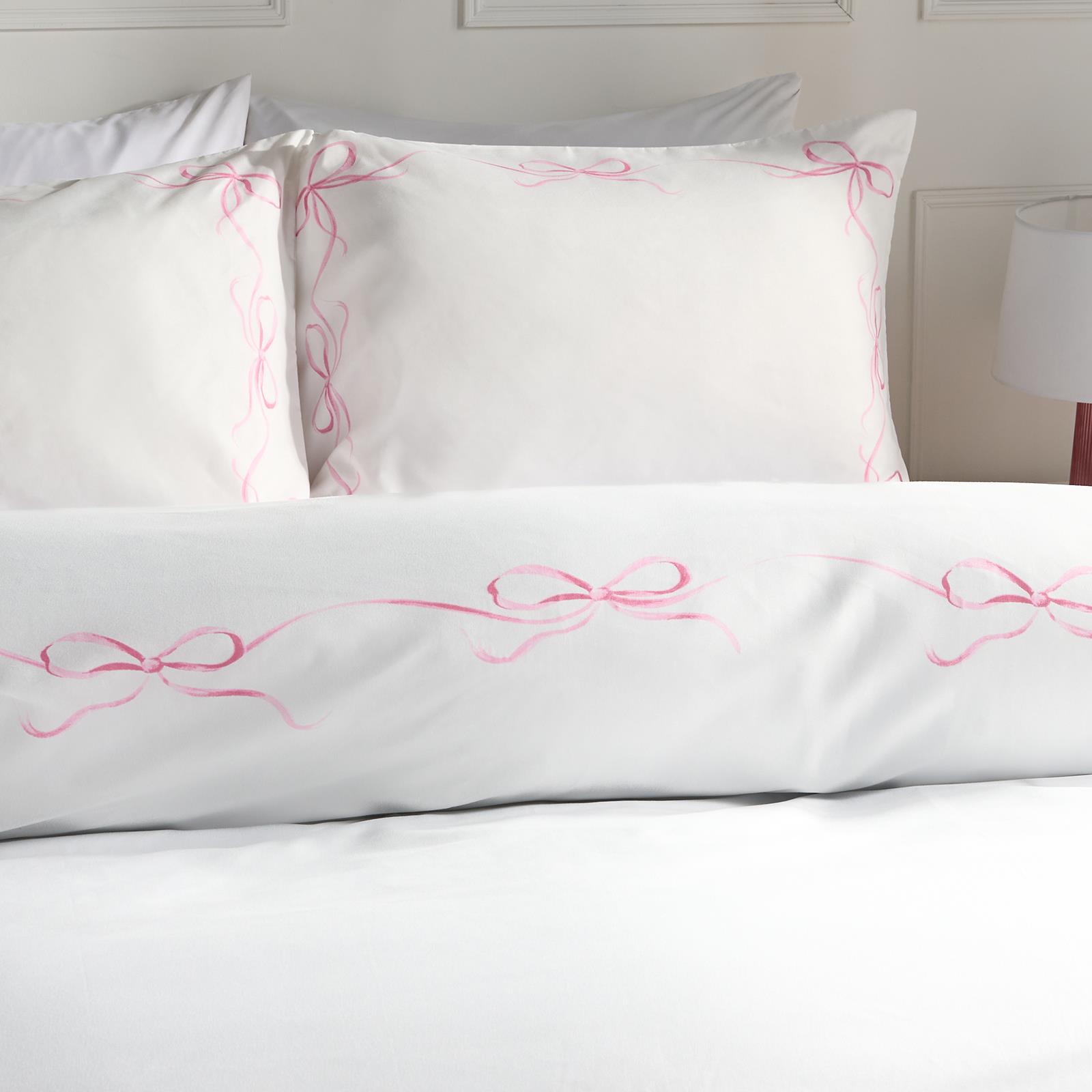 OHS Bow Border Bedding Set Microfibre Print Duvet Cover with Pillowcase