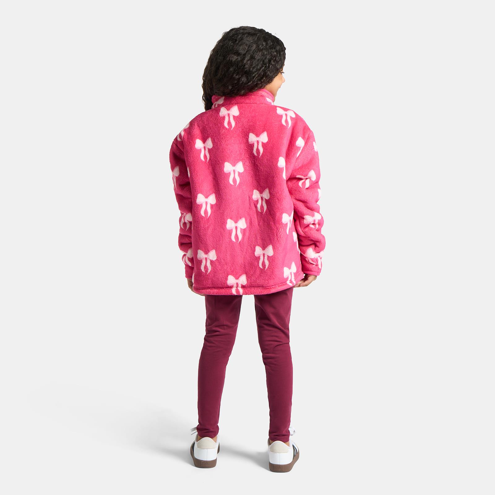 OHS Kids Half Zip Hoodie Bows Soft Fleece Thermal Jumper Pullover Sweatshirt