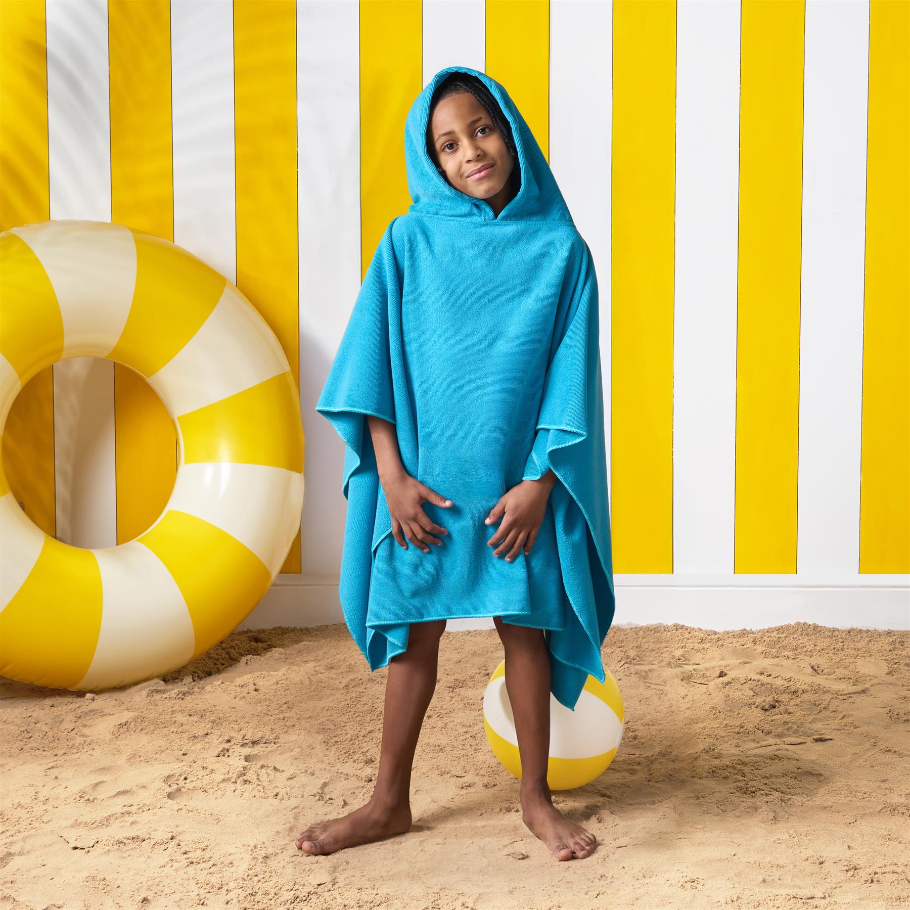 Brentfords Poncho Towel Childrens Absorbent Hood Quick Drying Beach Travel Robe - Picture 28 of 30