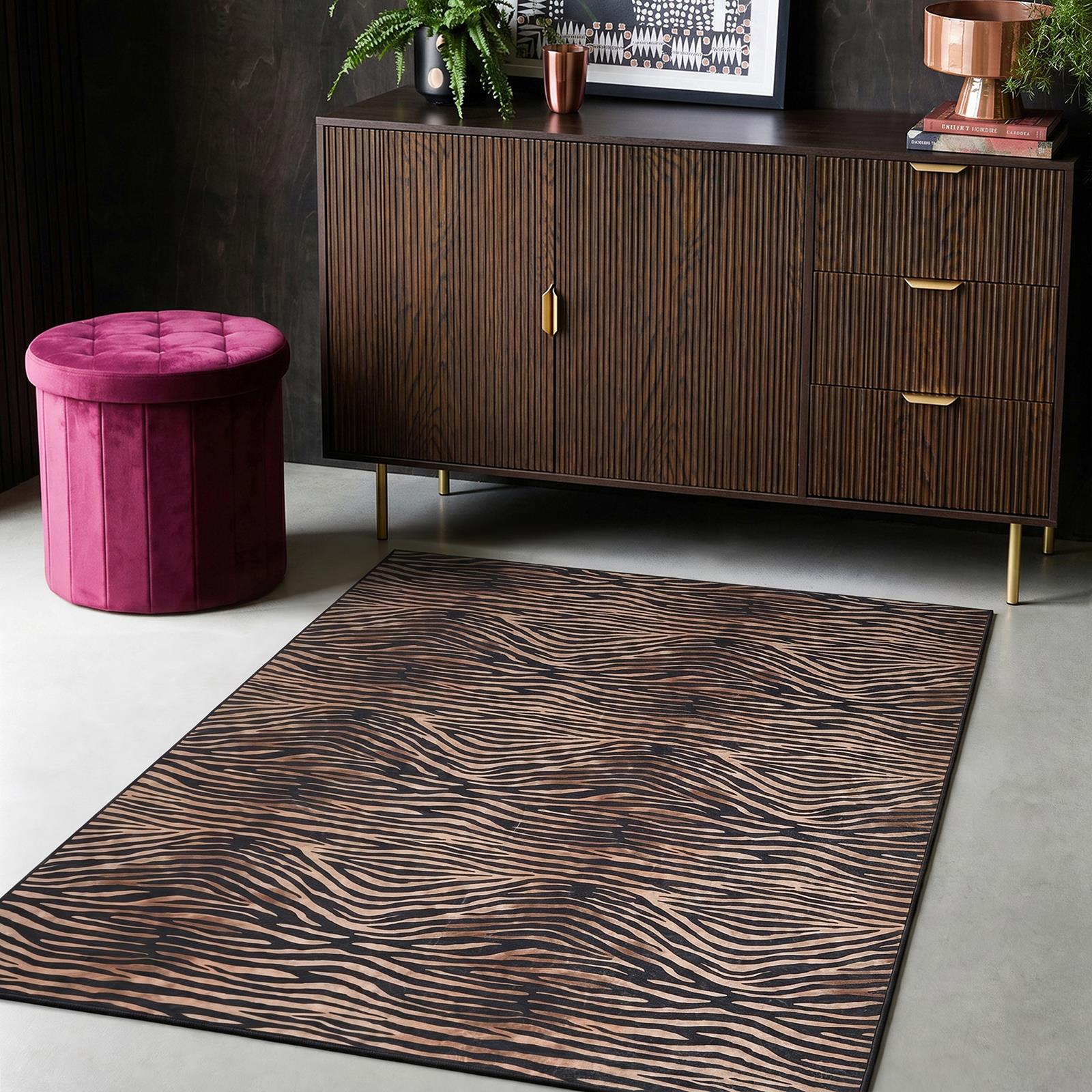 OHS Washable Rug Animal Print Ultra Soft Living Room Area Mat Accent Rugs