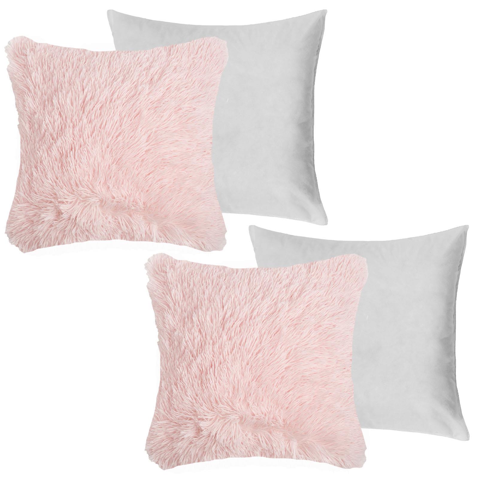 OHS Fluffy Cushion Covers 2 Pack Soft Fleece Square Pillowcases Home Decor