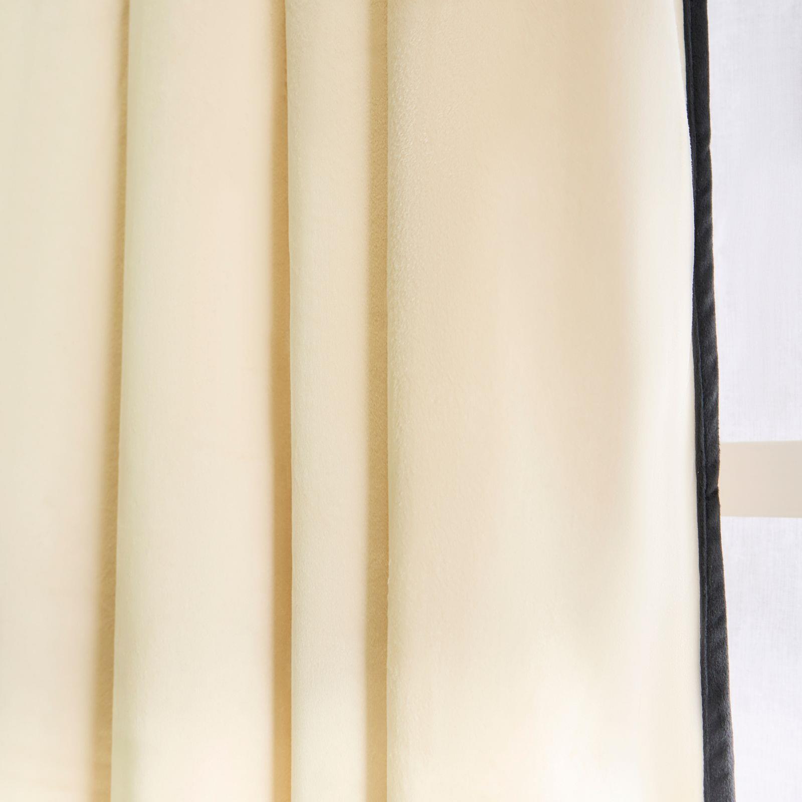 OHS Piped Edge Velvet Curtains Thermal 2 Panel Eyelet Ready Made