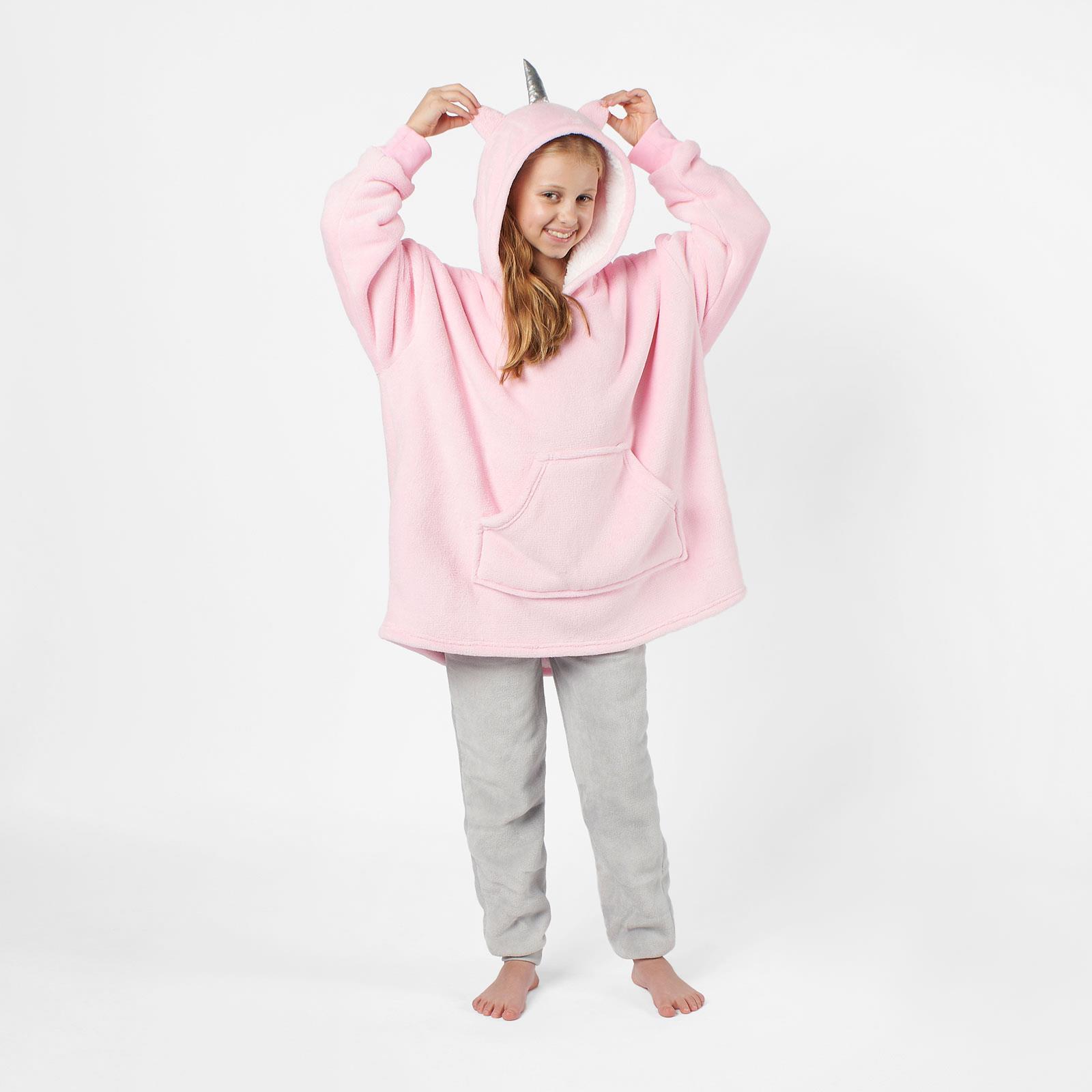 Kids Hoodie Blanket Oversized Sherpa Fleece Jumper Sweatshirt Soft Warm Throw - Picture 128 of 169
