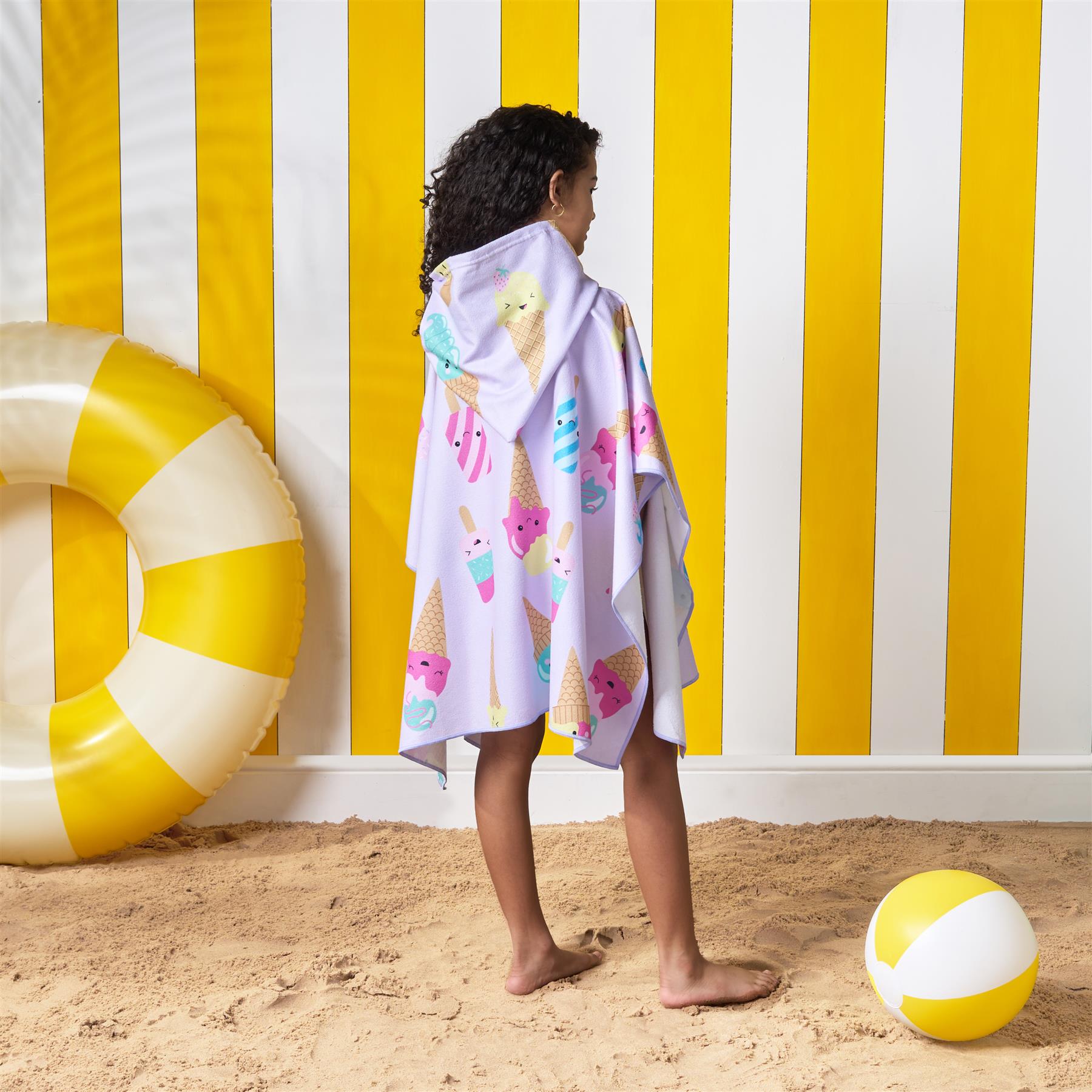 Kids Poncho Beach Towel Hooded Quick Dry Microfibre Holiday Swimming Absorbent - Picture 56 of 139