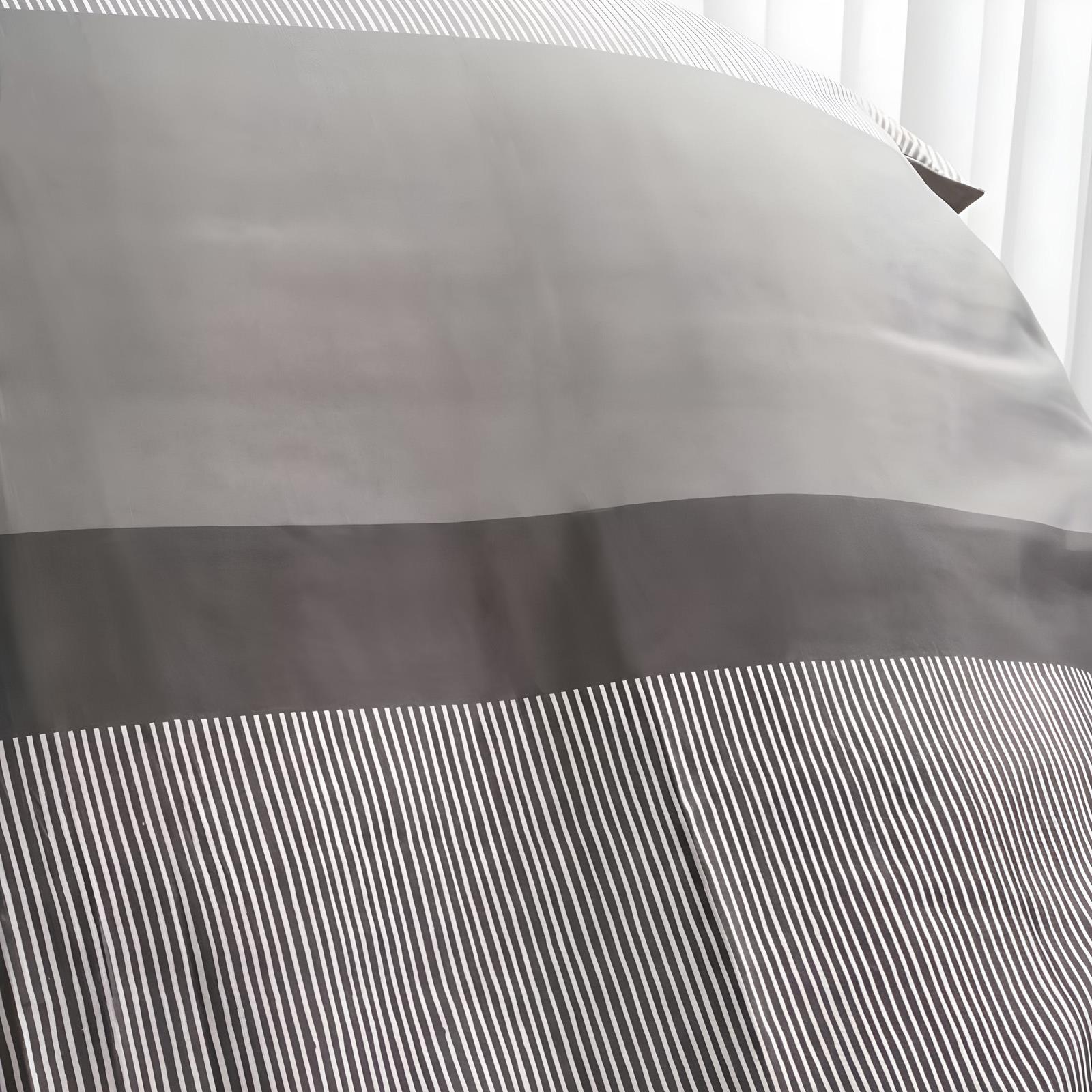 OHS Multi Stripe Bedding Set Microfibre Reversible Duvet Cover with Pillowcase