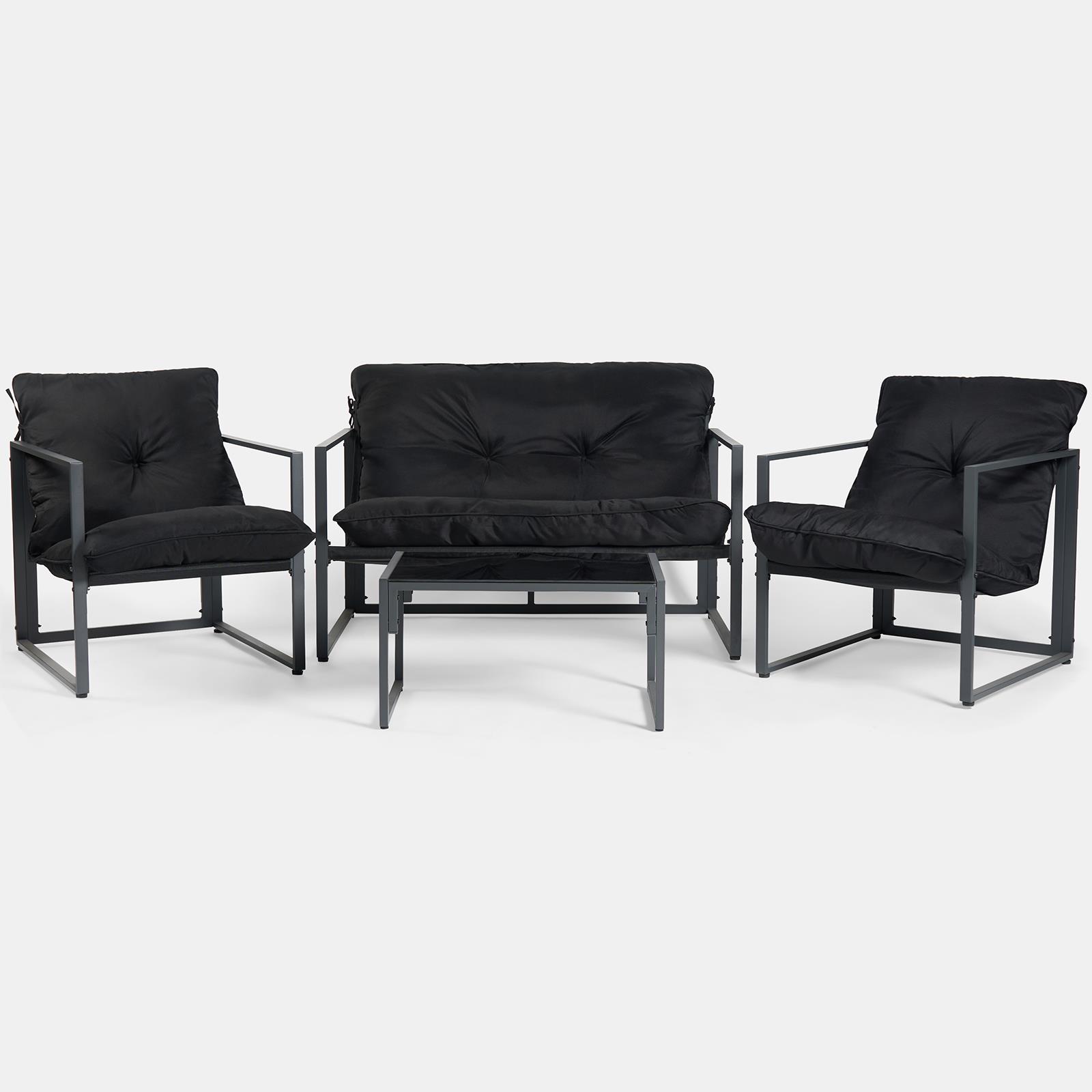 OHS Miami Table Chair Set 4PC Garden Patio Furniture Outdoor Metal Frame