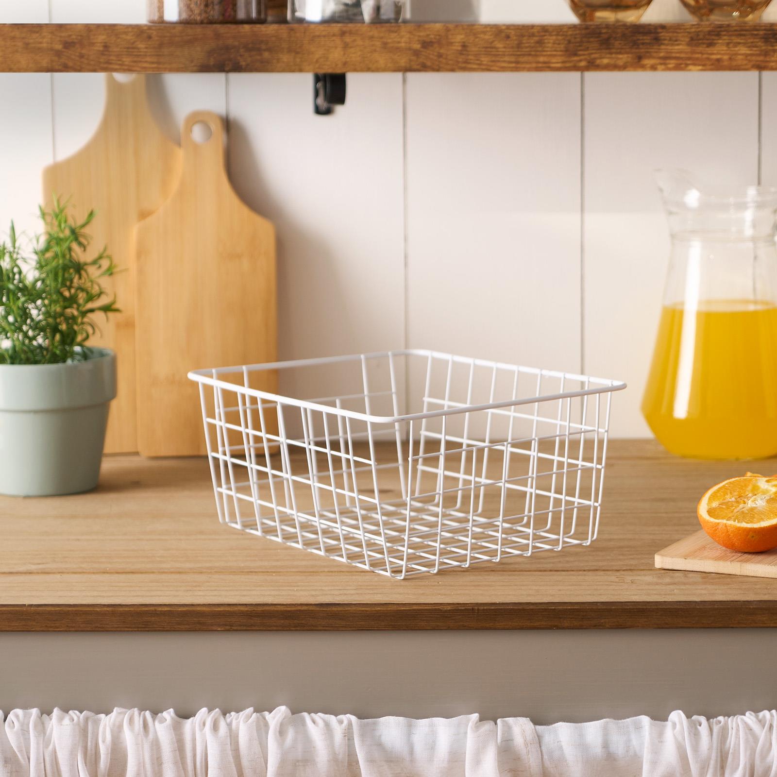 Wire Storage Basket Organiser Tidy Clothing Towel Holder Space Saving Solution