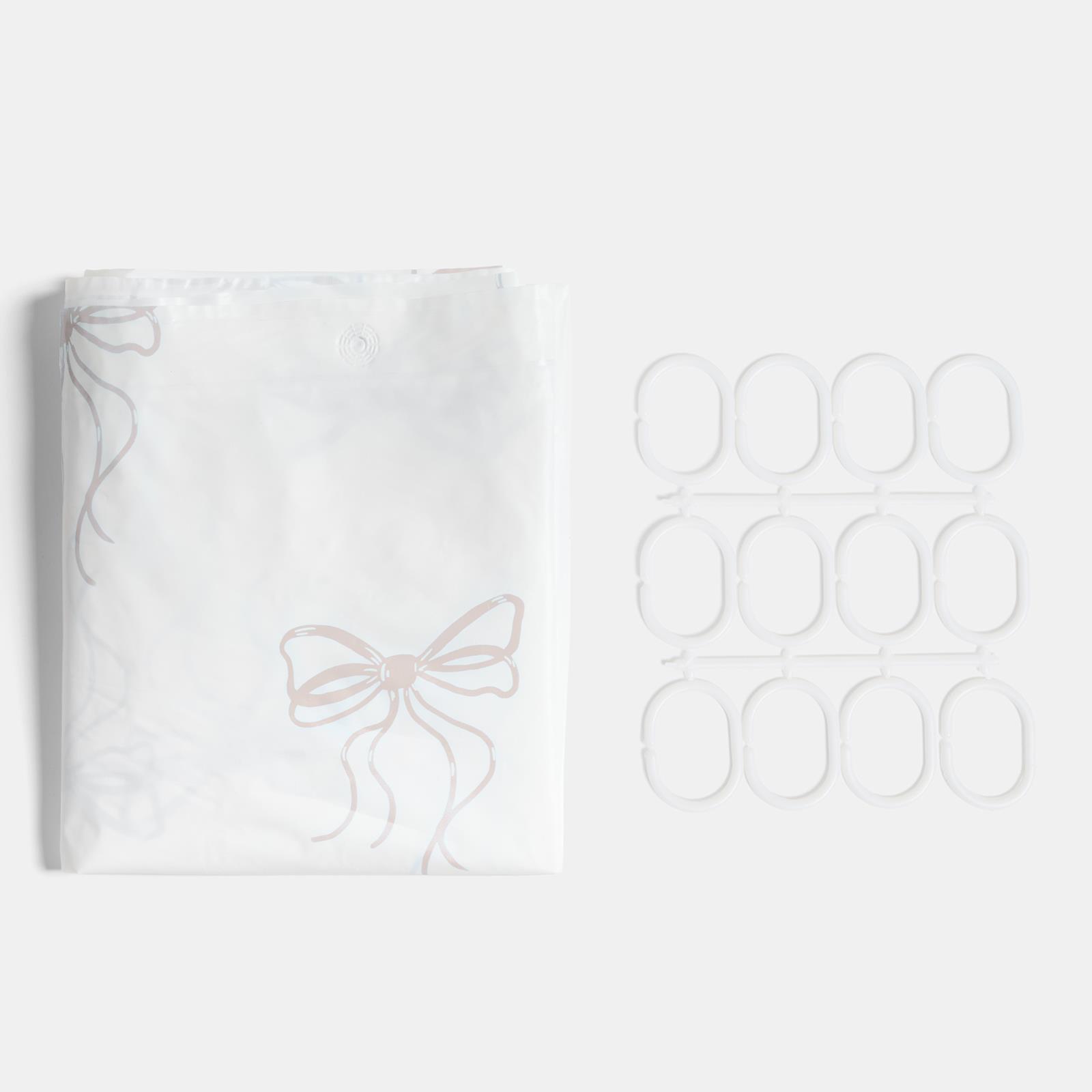 OHS Bows Shower Curtain with 12 Hooks Mould Proof Bathtub Curtains